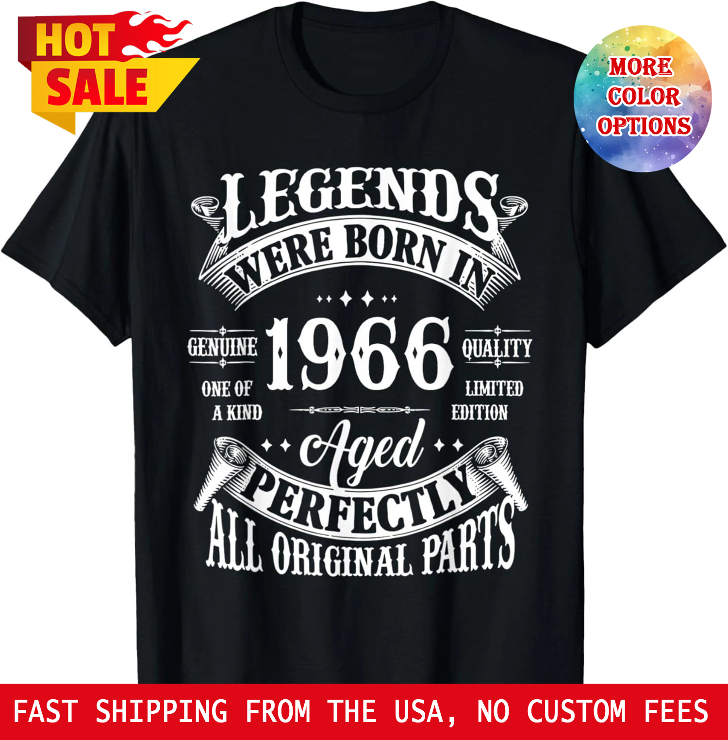 60th Birthday Shirt Vintage Born In 1966 60 Years Old B-day T-Shirt