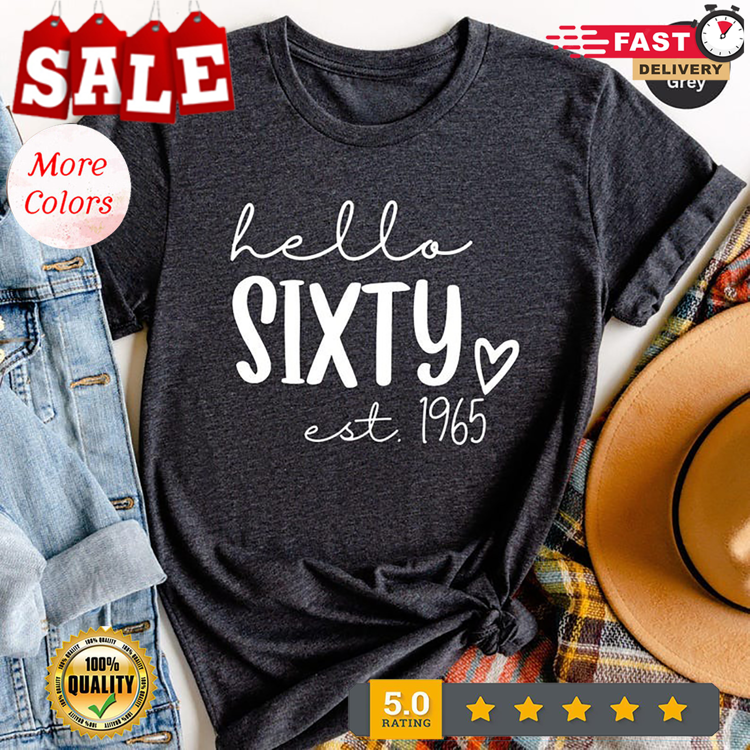 Shirt 60. Geburtstag, Hello 60 Shirt, Geschenk 60 Jahre alt, Geschenk zum 60. Geburtstag... - Bild 2 von 20