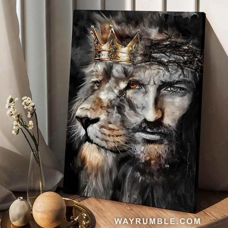 Amazing Lion of Judah, Jesus painting, Unique crown – Jesus Portrait Poster P…