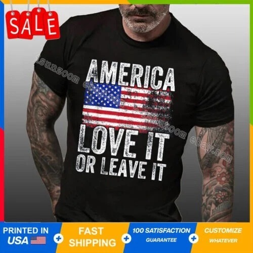 America Love It Or Leave It Amerika Motto Patriotisches T-Shirt - Bild 2 von 14