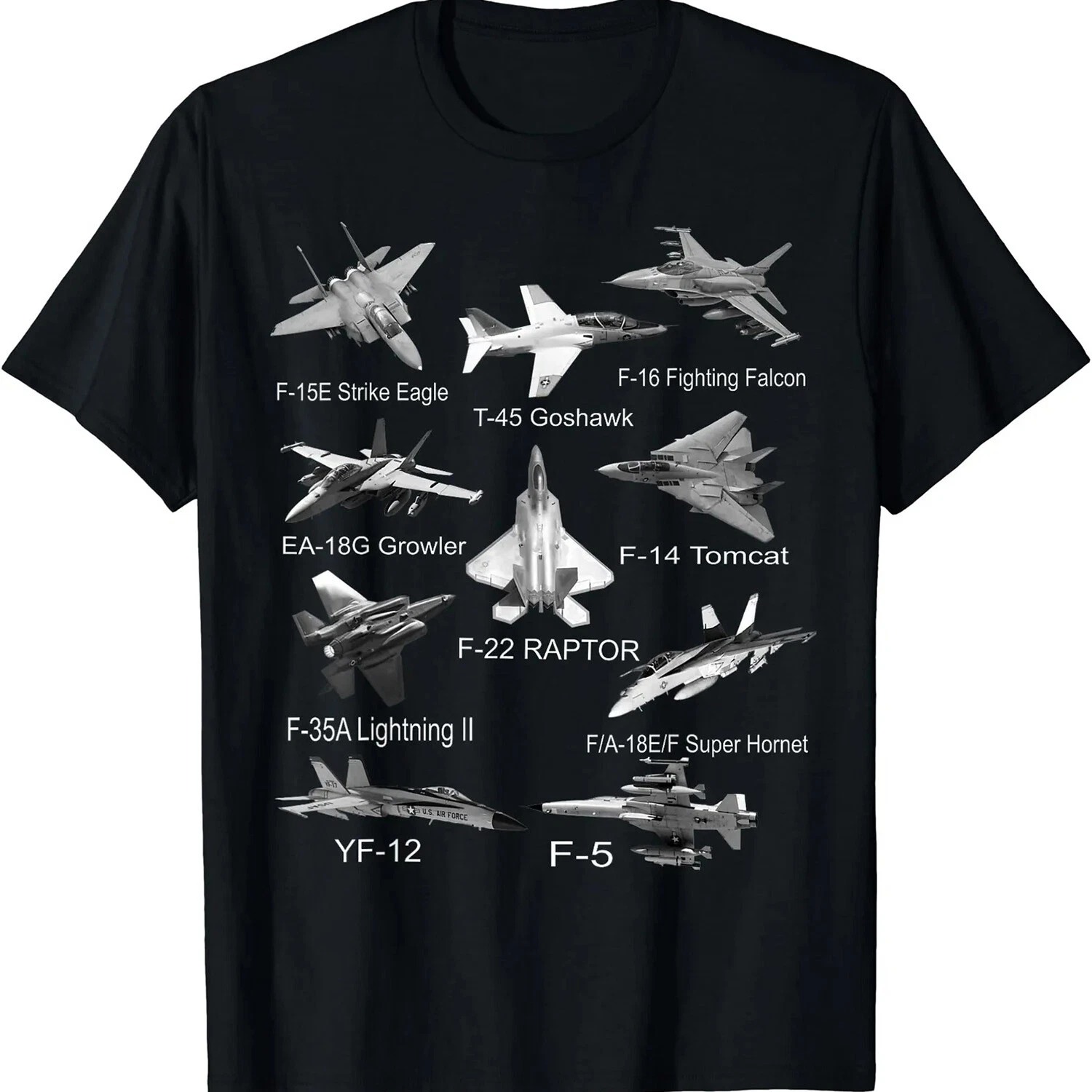 American Fighters Jets F22 Raptor F14 Tomcat Plane Spotting T-Shirt Size S-5XL