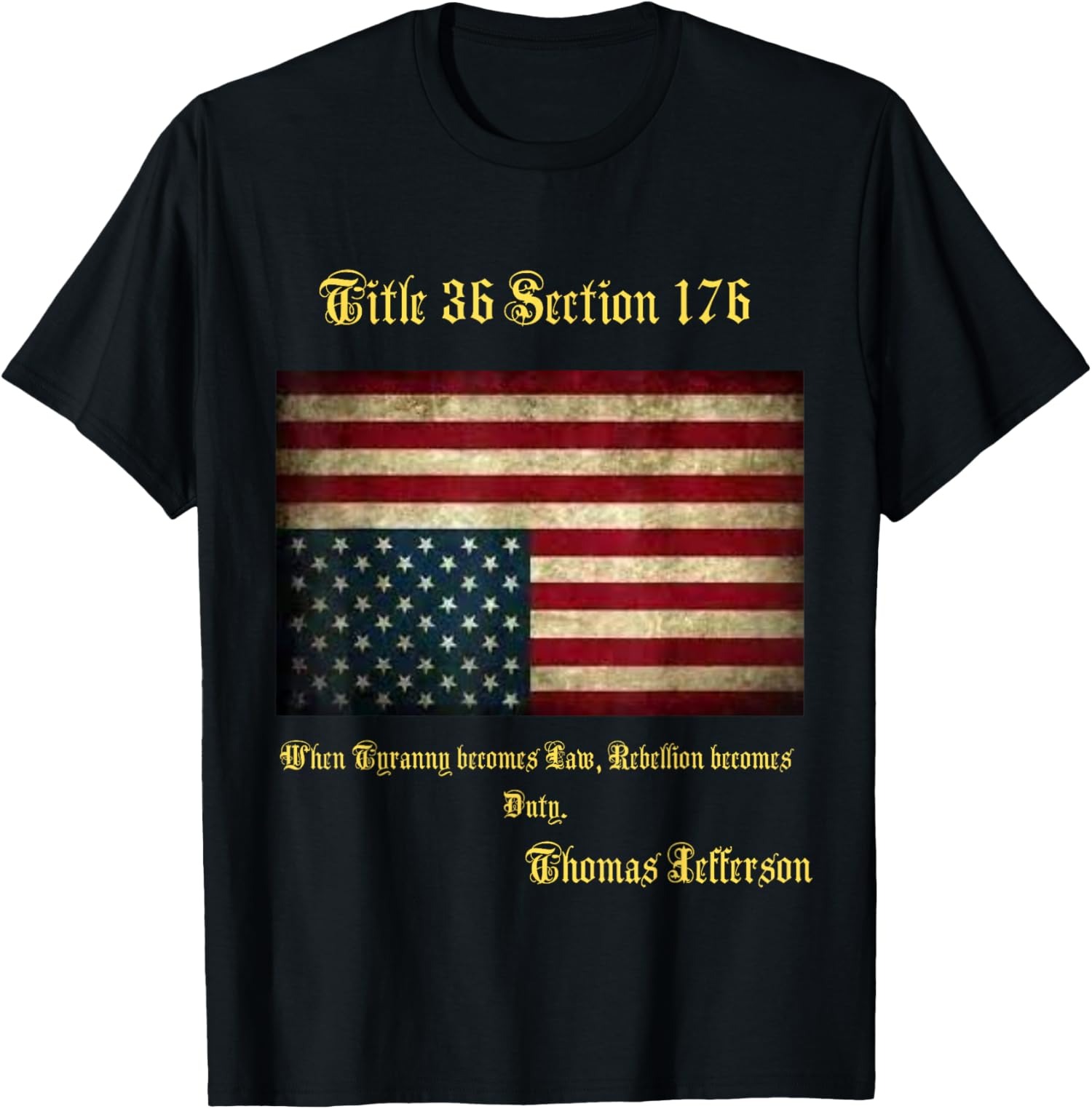 American Flag Distress Upside Down Thomas Jefferson Unisex T-Shirt - Picture 2 of 20