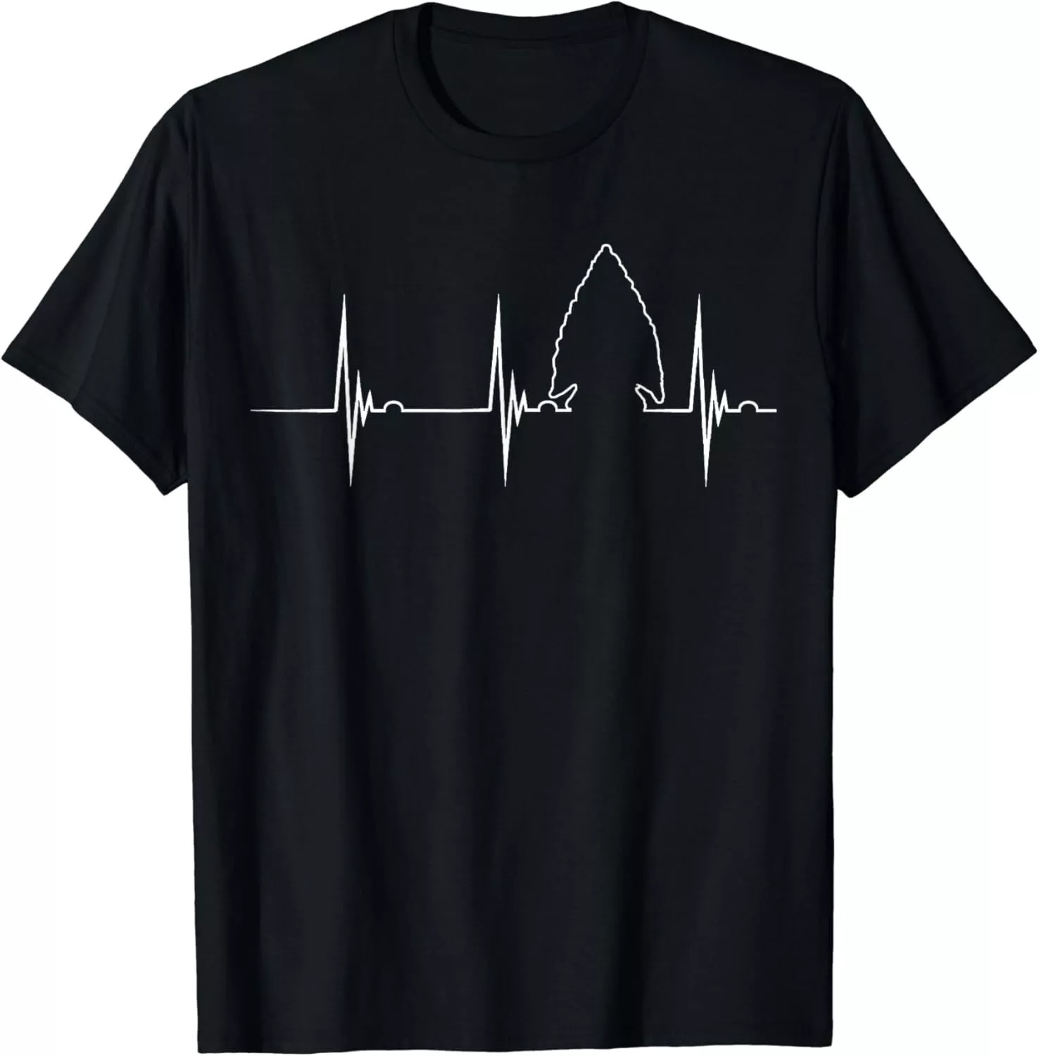 Arrowhead Hunting Heartbeat EKG Pulse Hunter Flint Knapping Gift Unisex T-Shirt - Picture 2 of 14