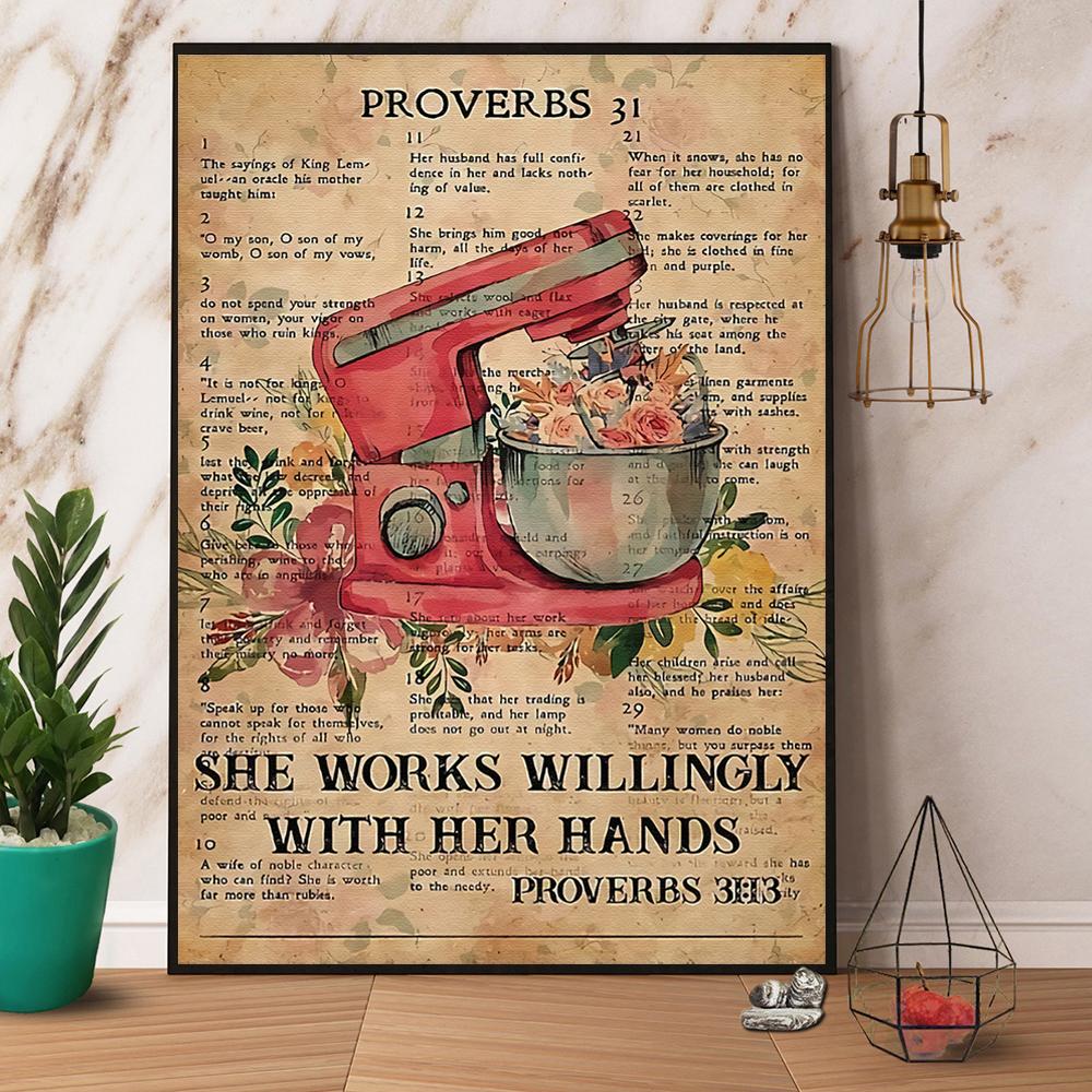 Baking Vintage She Works Willingly With Her Hands Paper Poster No Frame Matte…