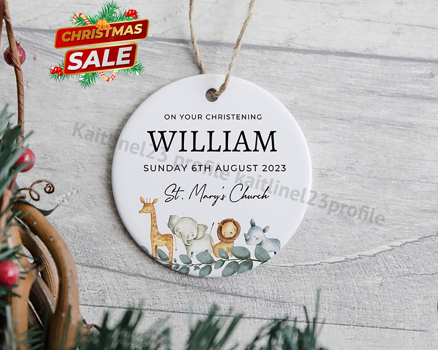 Baptism Ornament - Boys Christening Gift .