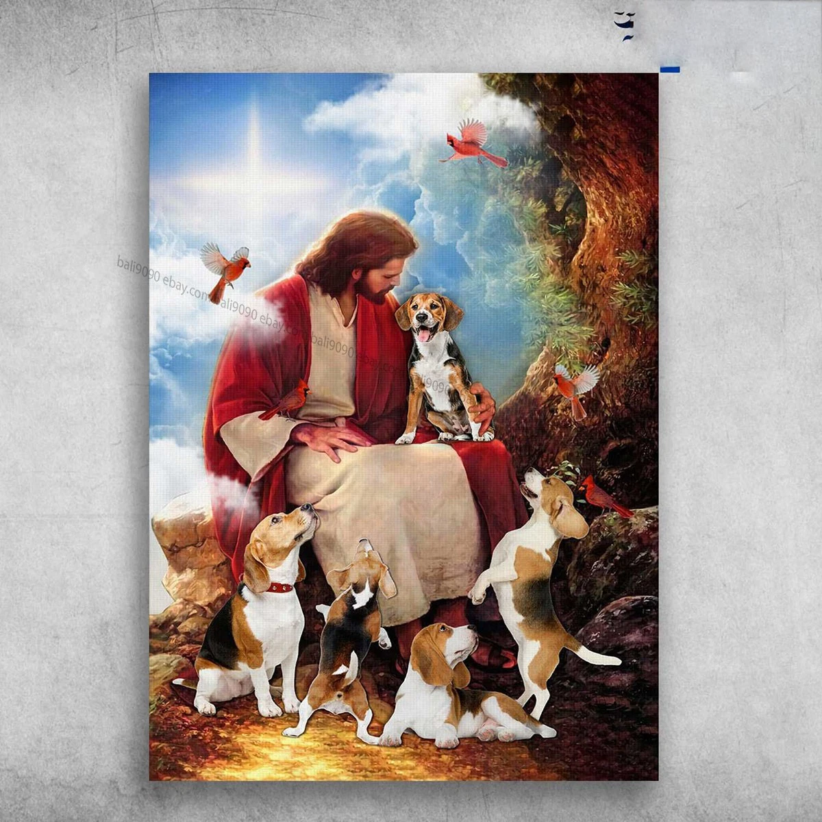 Beagle Dog, God And Cardinal Bird Jesus Dog Lover