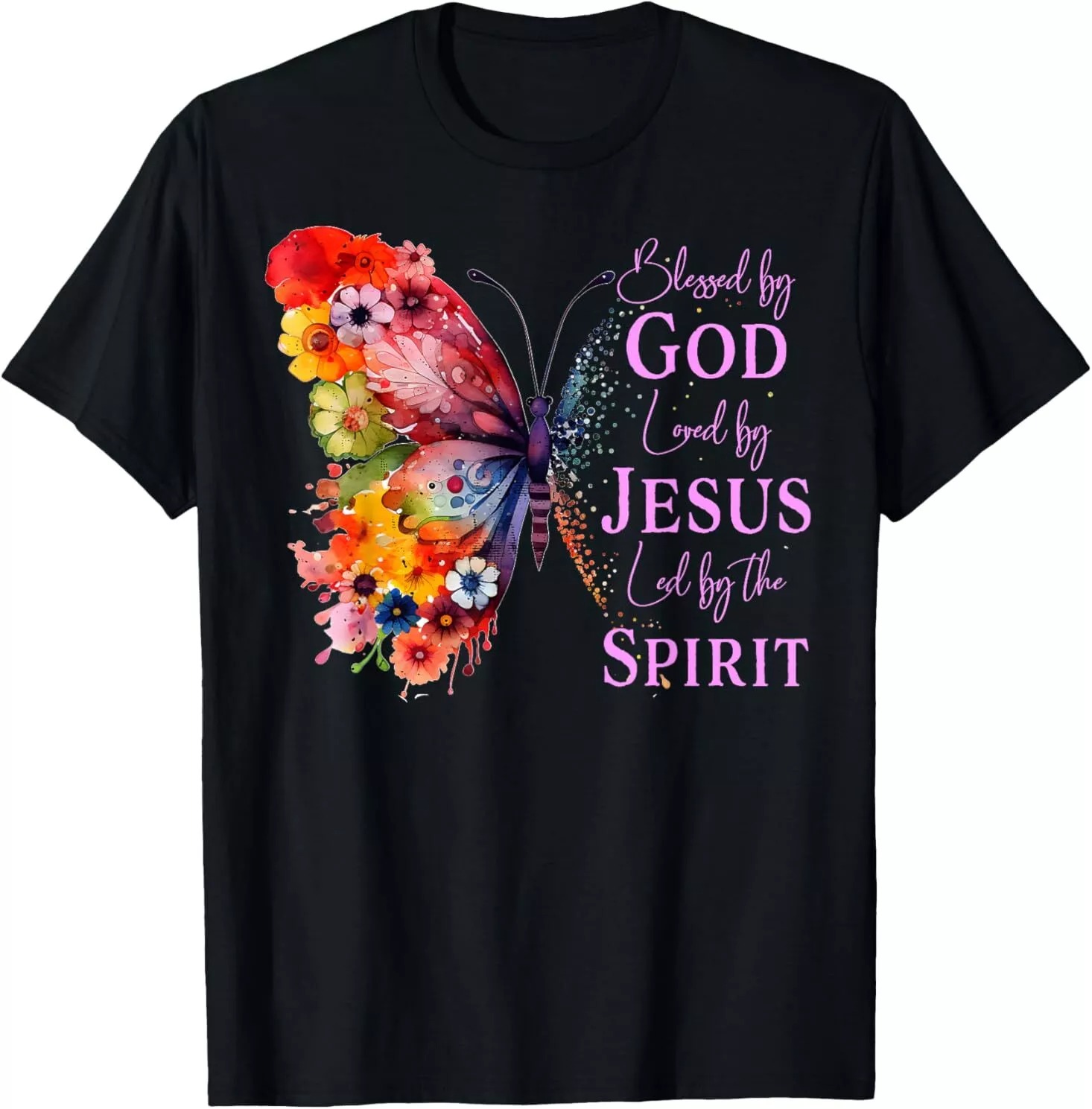 Blessed By God - Loved By Jesus Butterfly T-Shirt - Bild 2 von 20