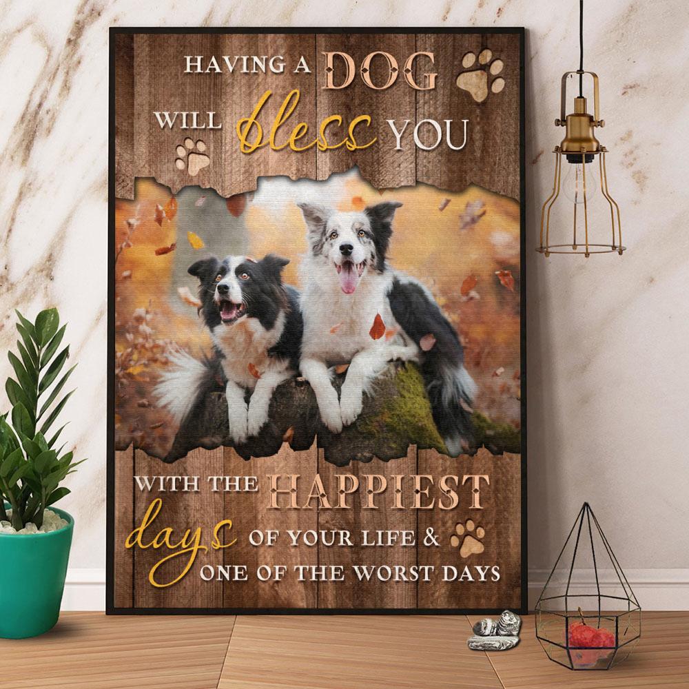 Border Collie Having A Dog Will Bless You With The Happiest Days Paper Poster…