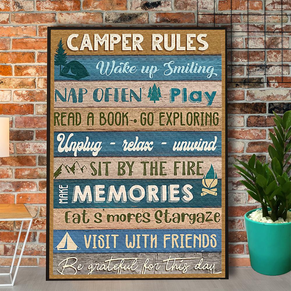 Camping Camper Rules Memories Visit With Friends Paper Poster No Frame Matte …