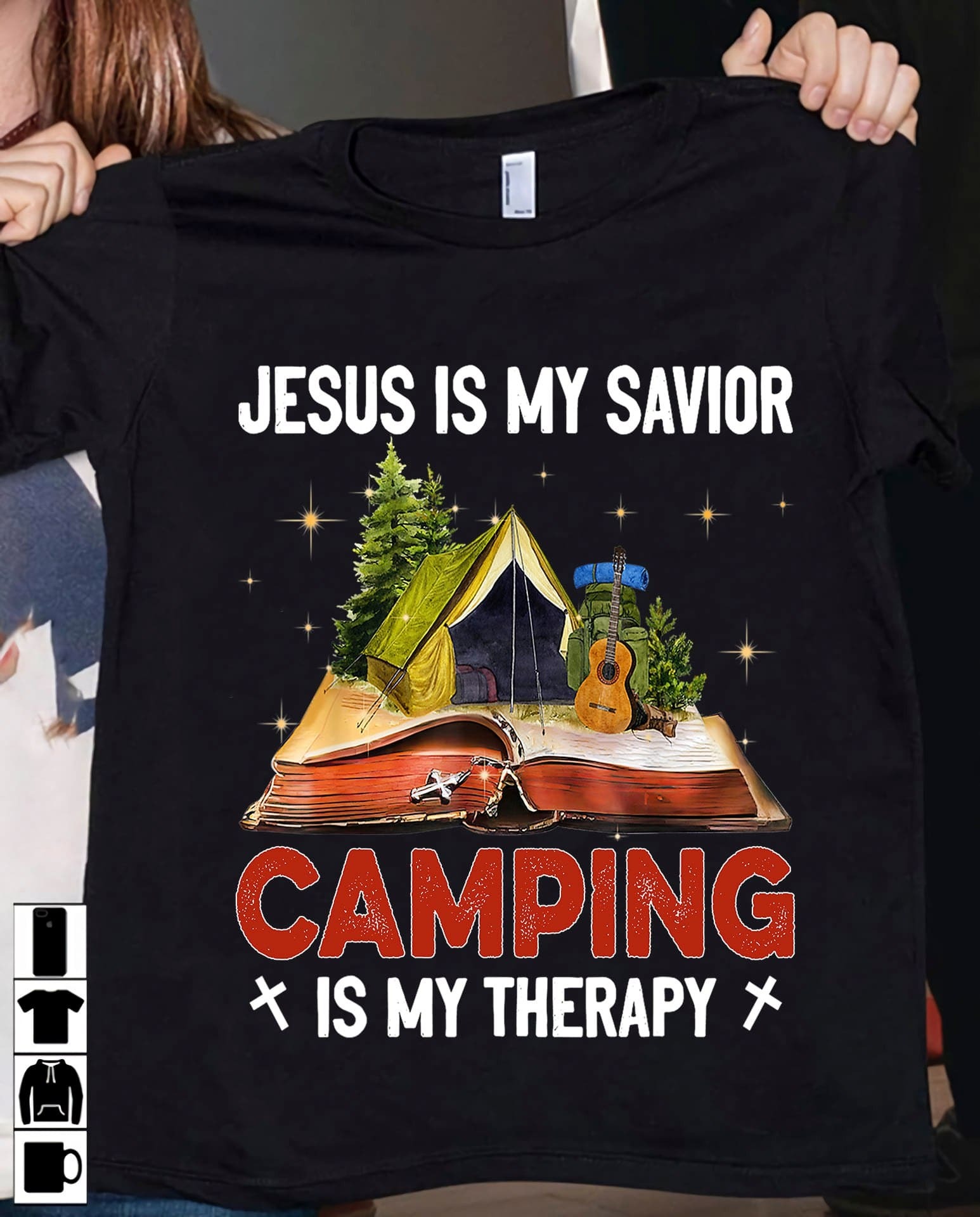 Camping God Bible Jesus is my savior camping is my therapy