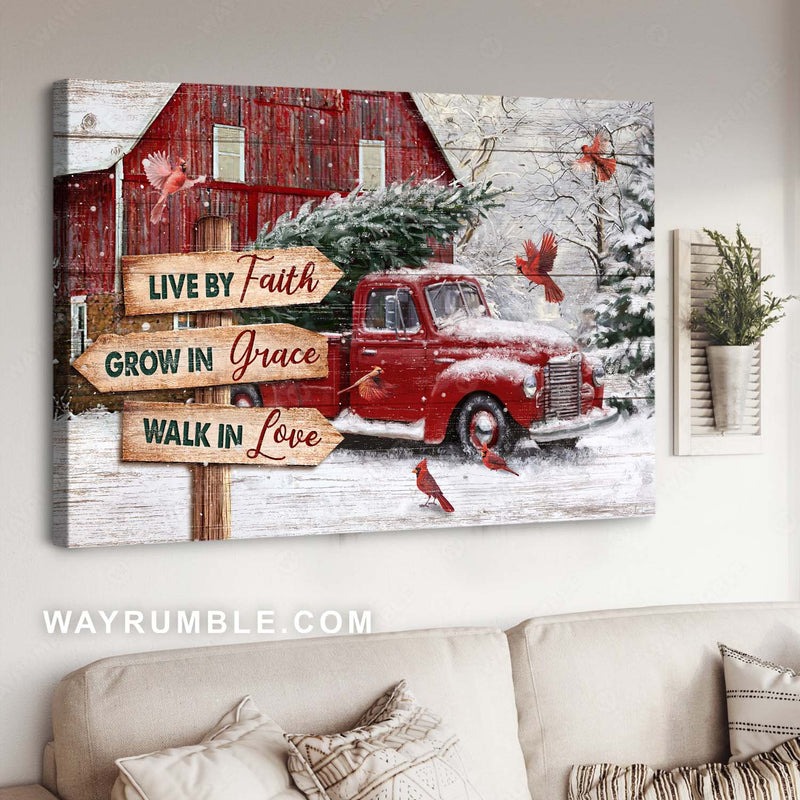 Cardinal drawing, Red barn house, Beautiful snowfall, Faith, Grace, Love – Je…