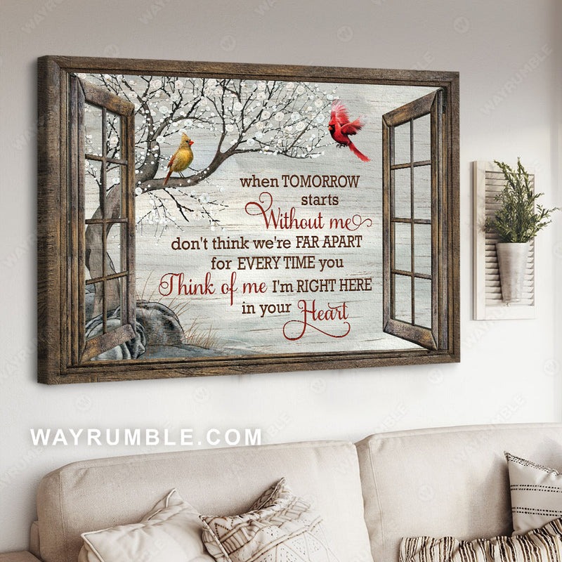 Cardinal painting, Winter garden, I’m right here in your heart – Heaven Lands…