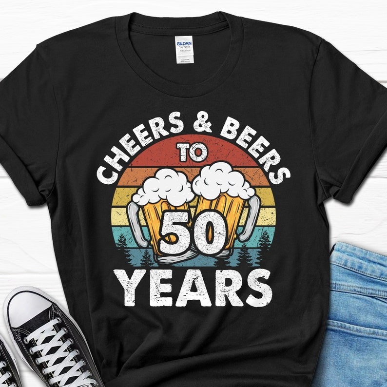 Cheers and Beers To 50 Years Gift, 50. Geburtstag Retro Shirt, 50 Birthday T-S... - Bild 2 von 20