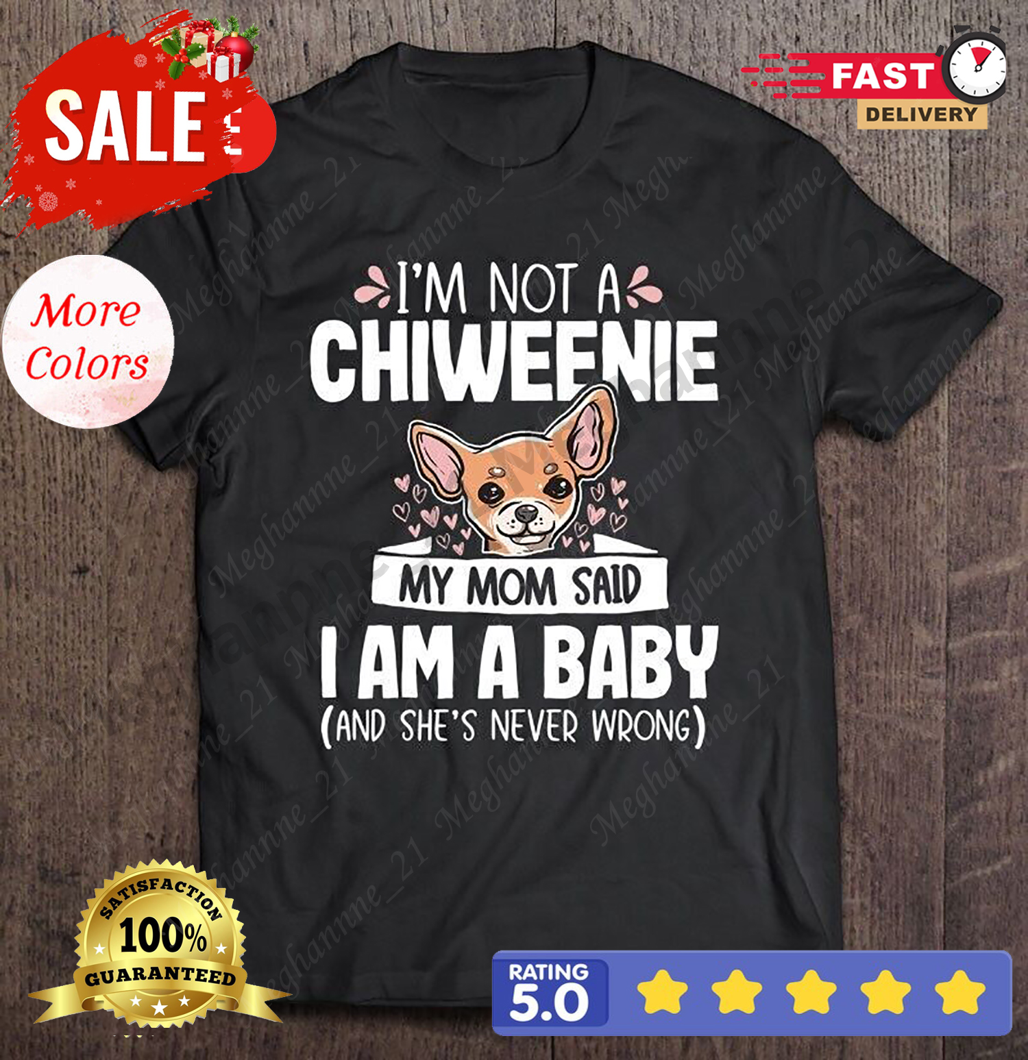 Chiweenie Mom Baby Funny Cute Dog Owner Pet Lover Gift T Shirt S-5XL.