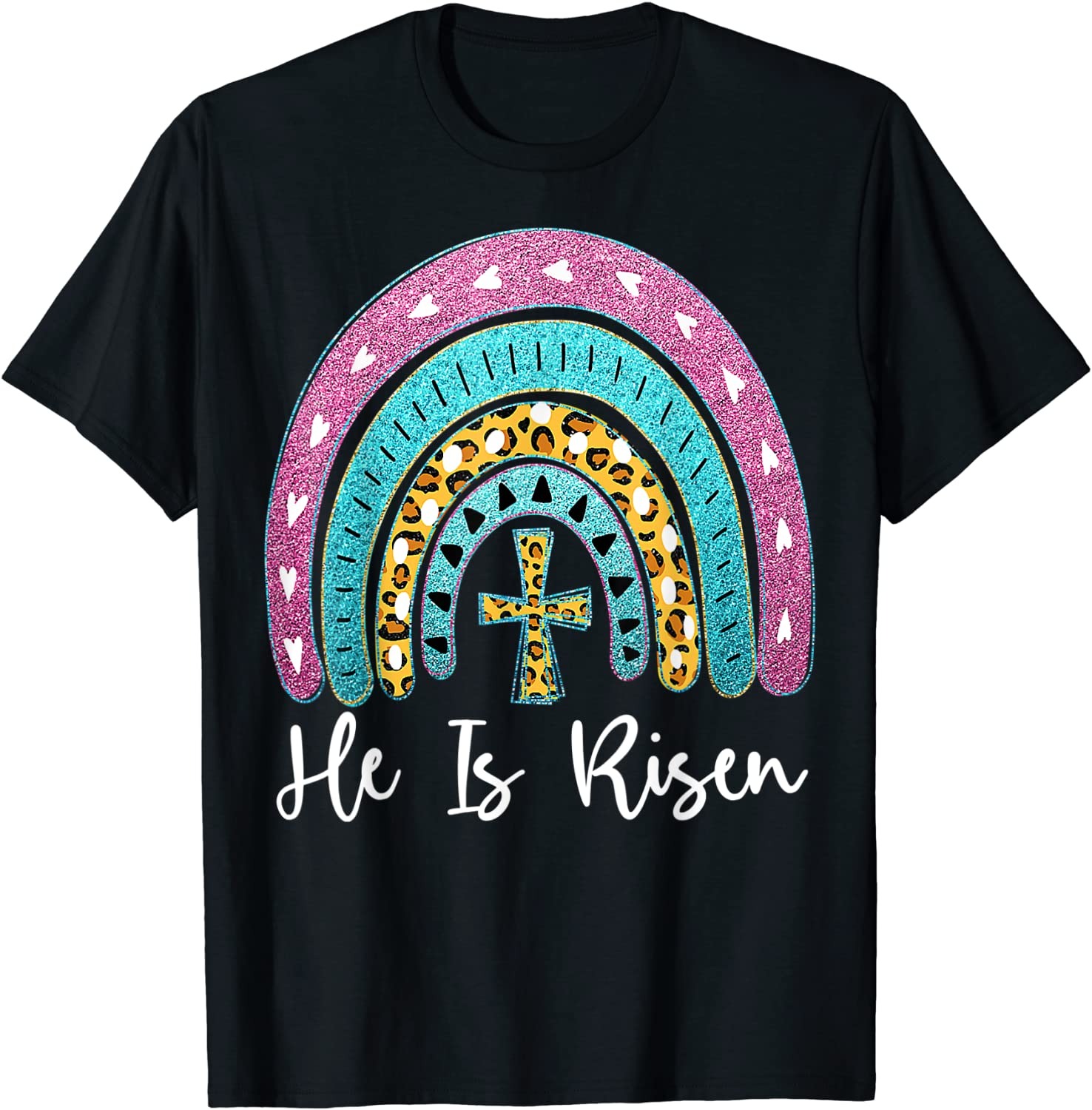 Christian Easter Jesus Rejoice He Is Risen Inspirational T-Shirt 1 - Picture 2 of 20