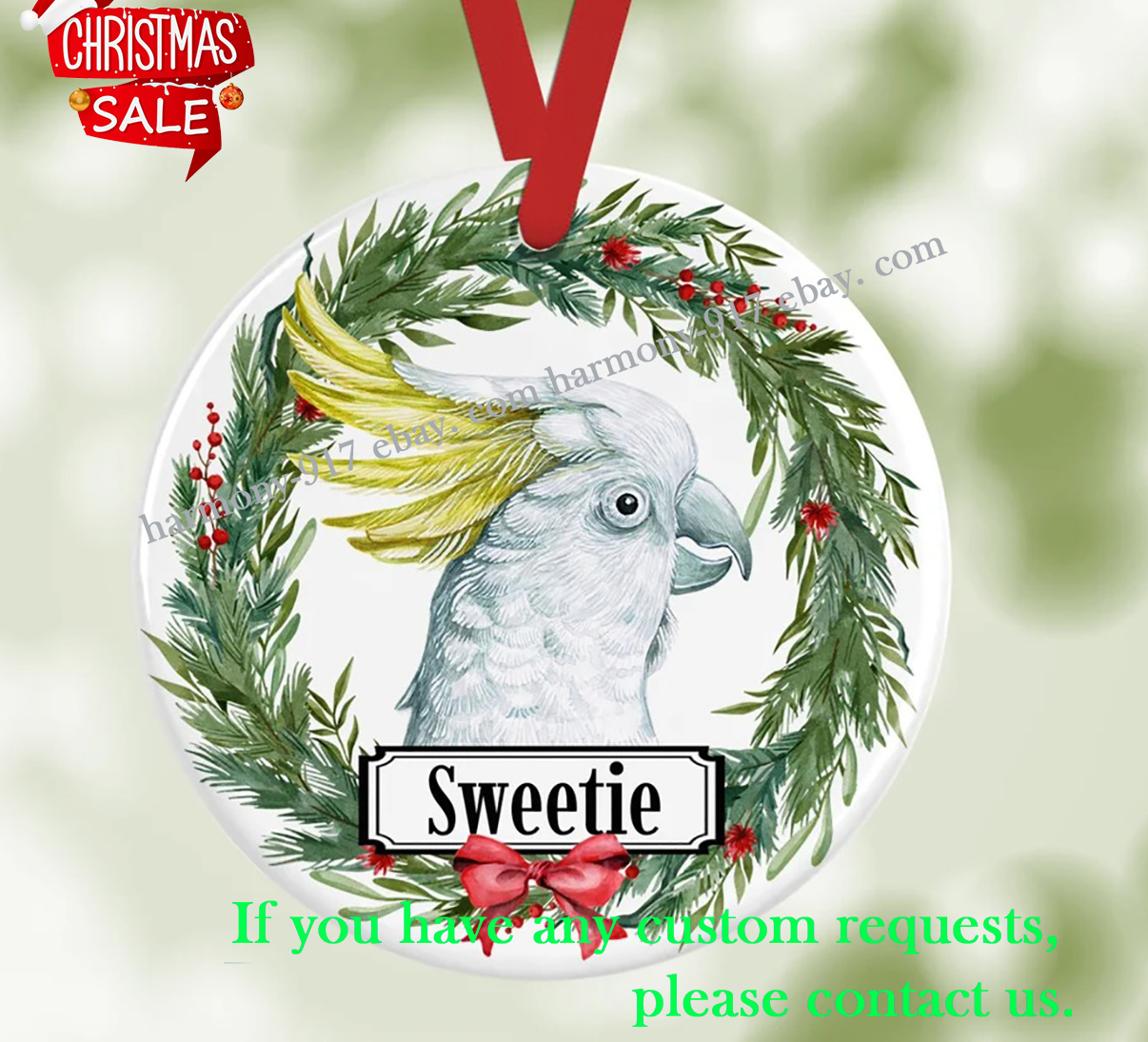 Cockatoo Bird Christmas Ornament - Thumbnail 2