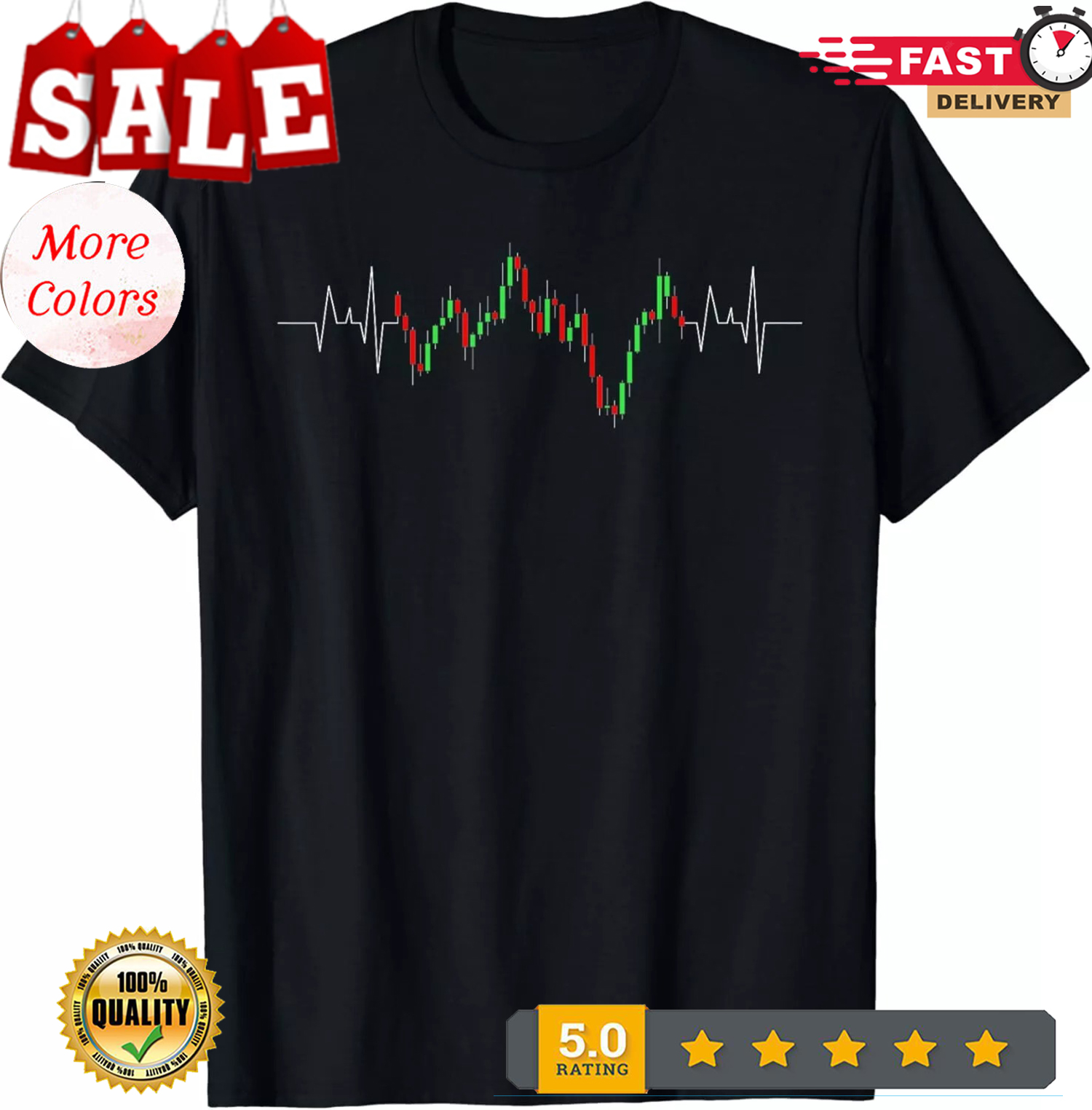 Cool Stock Trading For Men Women Candlestick Stock Market Gift Unisex T-Shirt - Picture 2 of 14