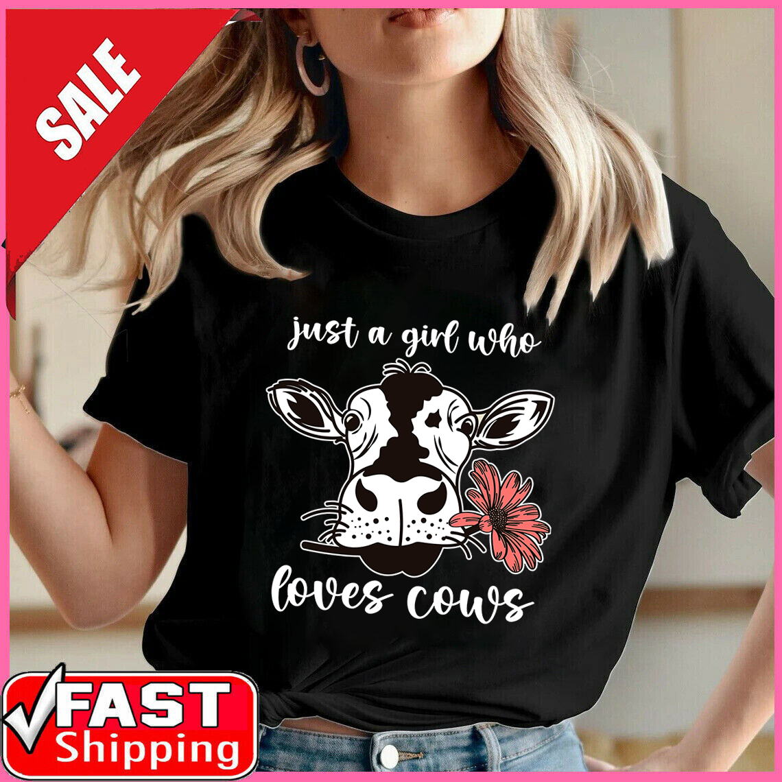 Cow Shirt for Gift for Women, Cow T Shirt for Mom, Girl Who Loves Cows, Funny Co - Picture 2 of 14