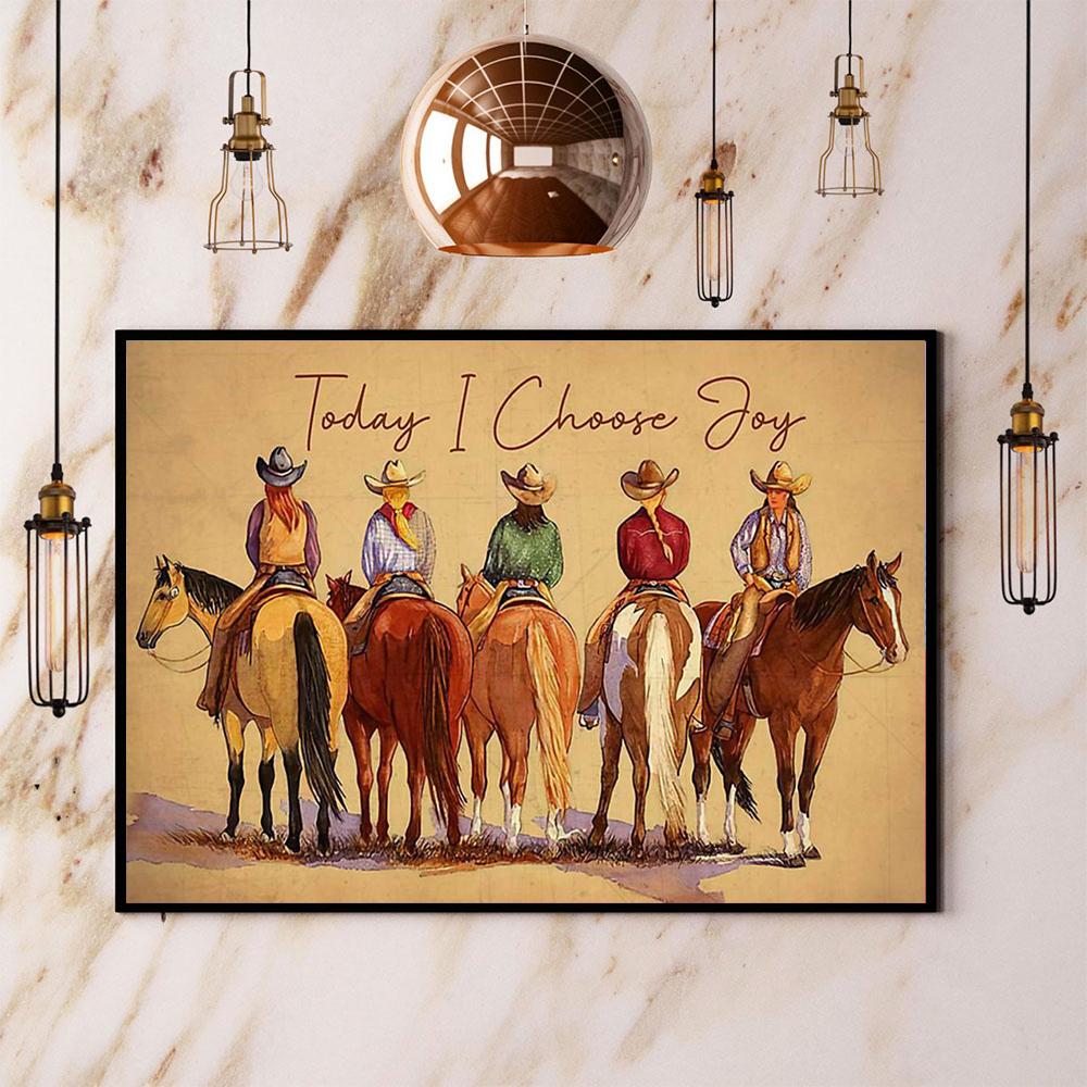Cowgirl Today I Choose Joy Paper Poster No Frame Matte Wall Art Decor