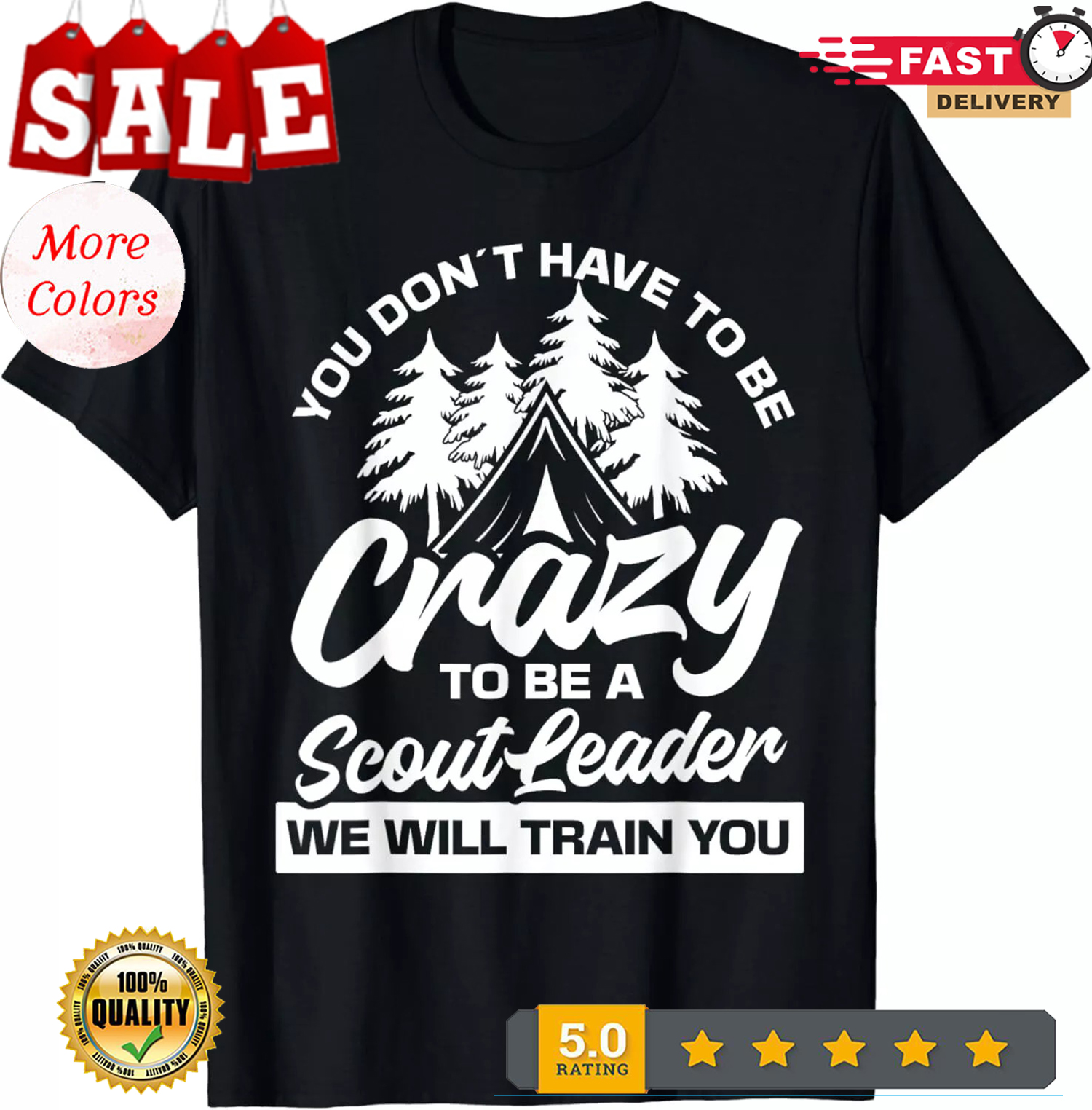 Crazy to be a scout leader - Scouting Gift Unisex T-Shirt - Picture 2 of 14