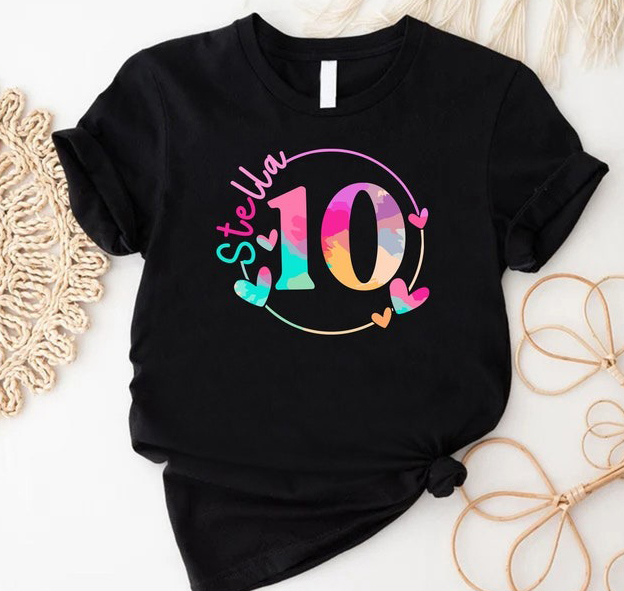 Custom Birthday Girl Shirt,10 Years Old Birthday Girl Tshirt,Personalized Bir... - Picture 2 of 20