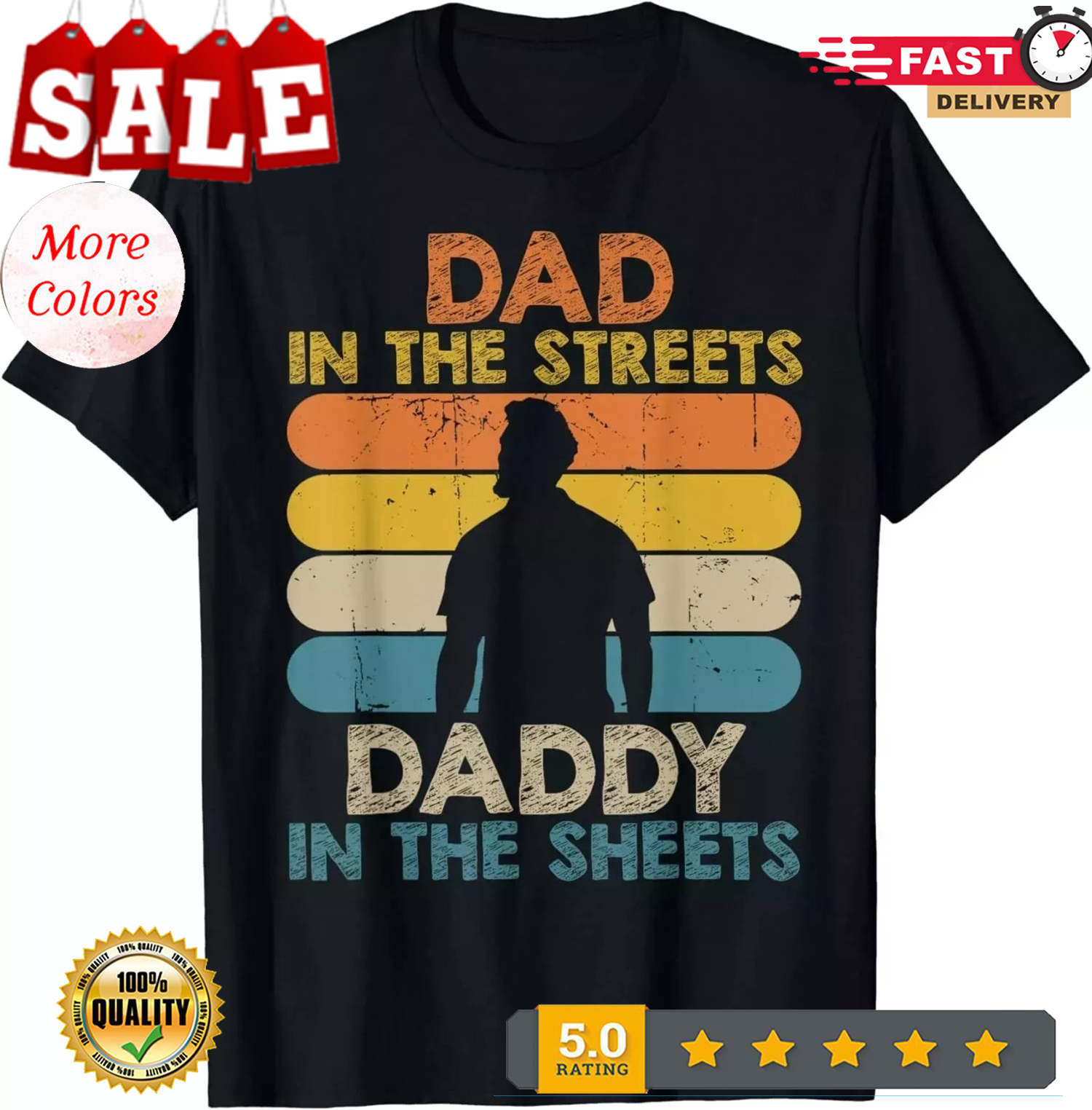 Dad In The Streets Daddy In The Sheets Funny Fathers Day Gift Unisex T-Shirt - Picture 2 of 20