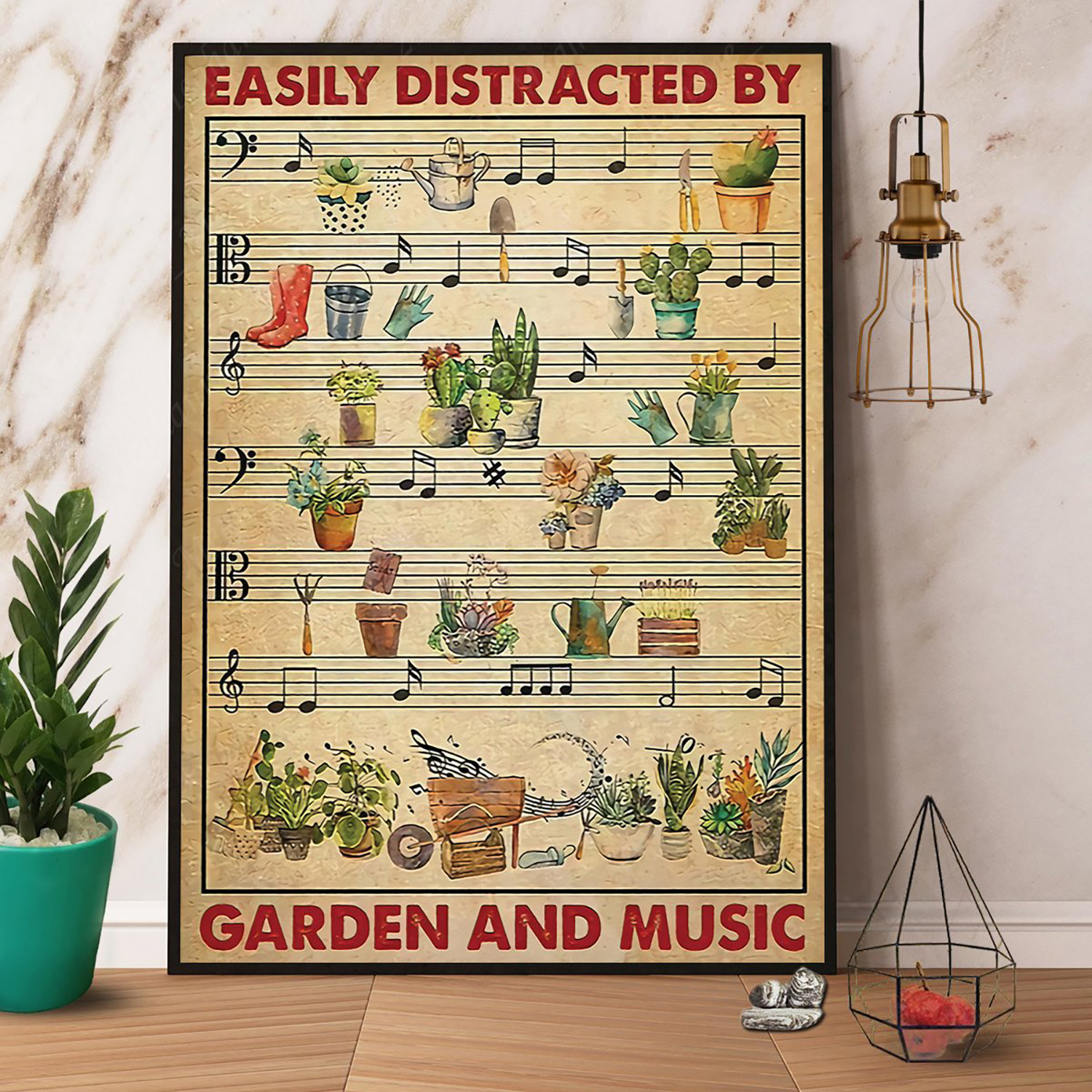 Easily Distracted By Gardening And Music Paper Poster No Frame Matte Wall Art…