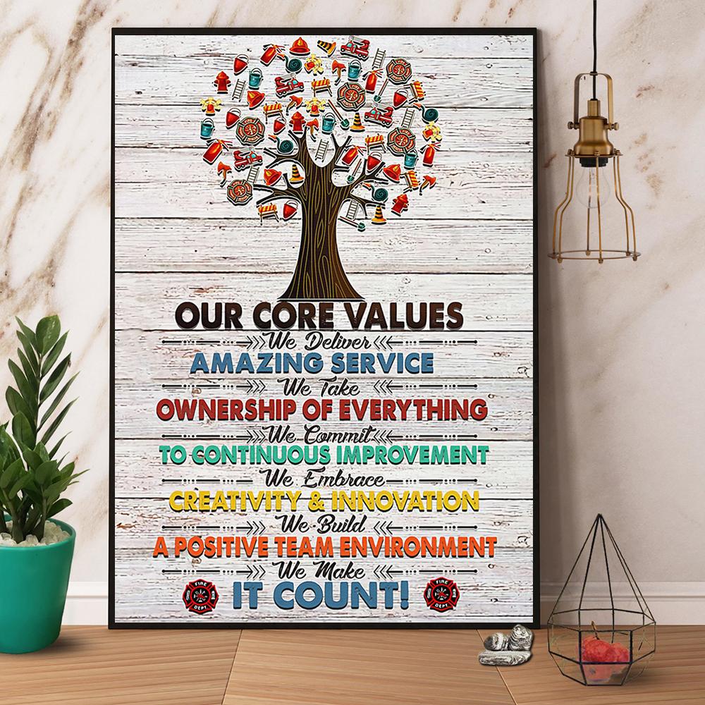 Firefighter Our Core Values Amazing Service Paper Poster No Frame Matte Wall …