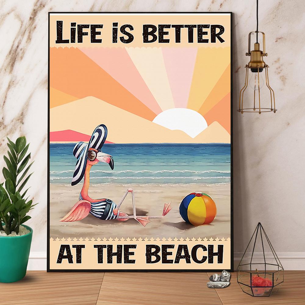 Flamingo Beach Life Is Better At The Beach Paper Poster No Frame Matte Wall …
