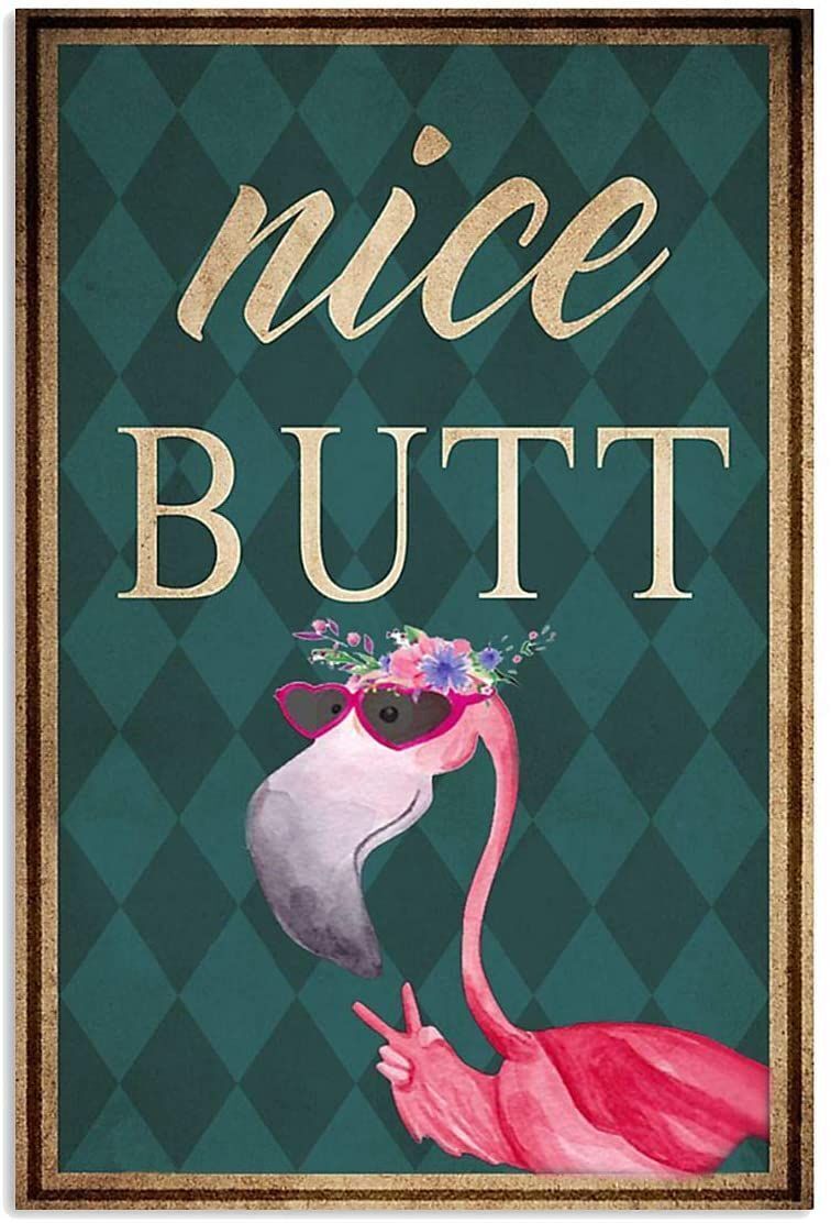 Flamingo Nice Butt Poster Flamingo Funny Vintage Retro Art Picture Home Decor - Picture 2 of 7