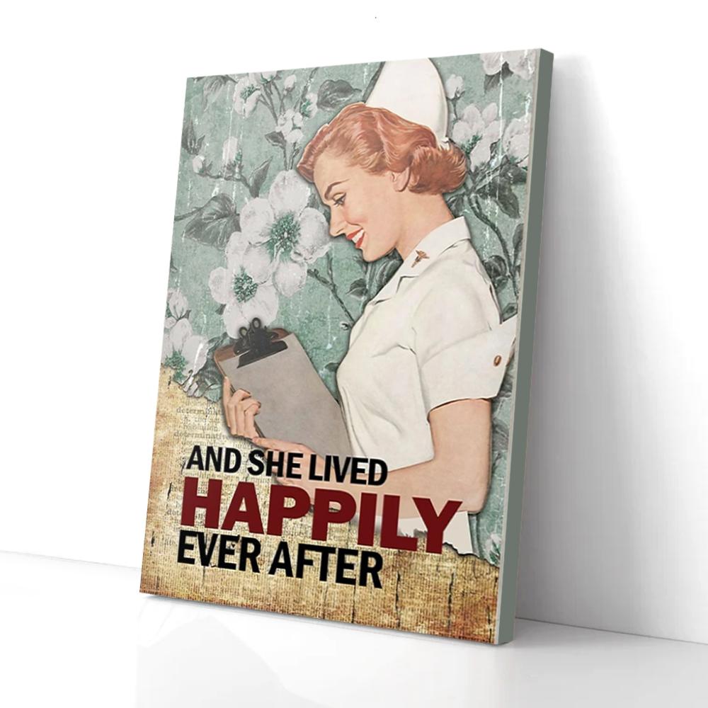 Flowering And She Live Happily Ever After Krankenschwester mattes Poster, Leinwand Wandbild - Bild 2 von 11