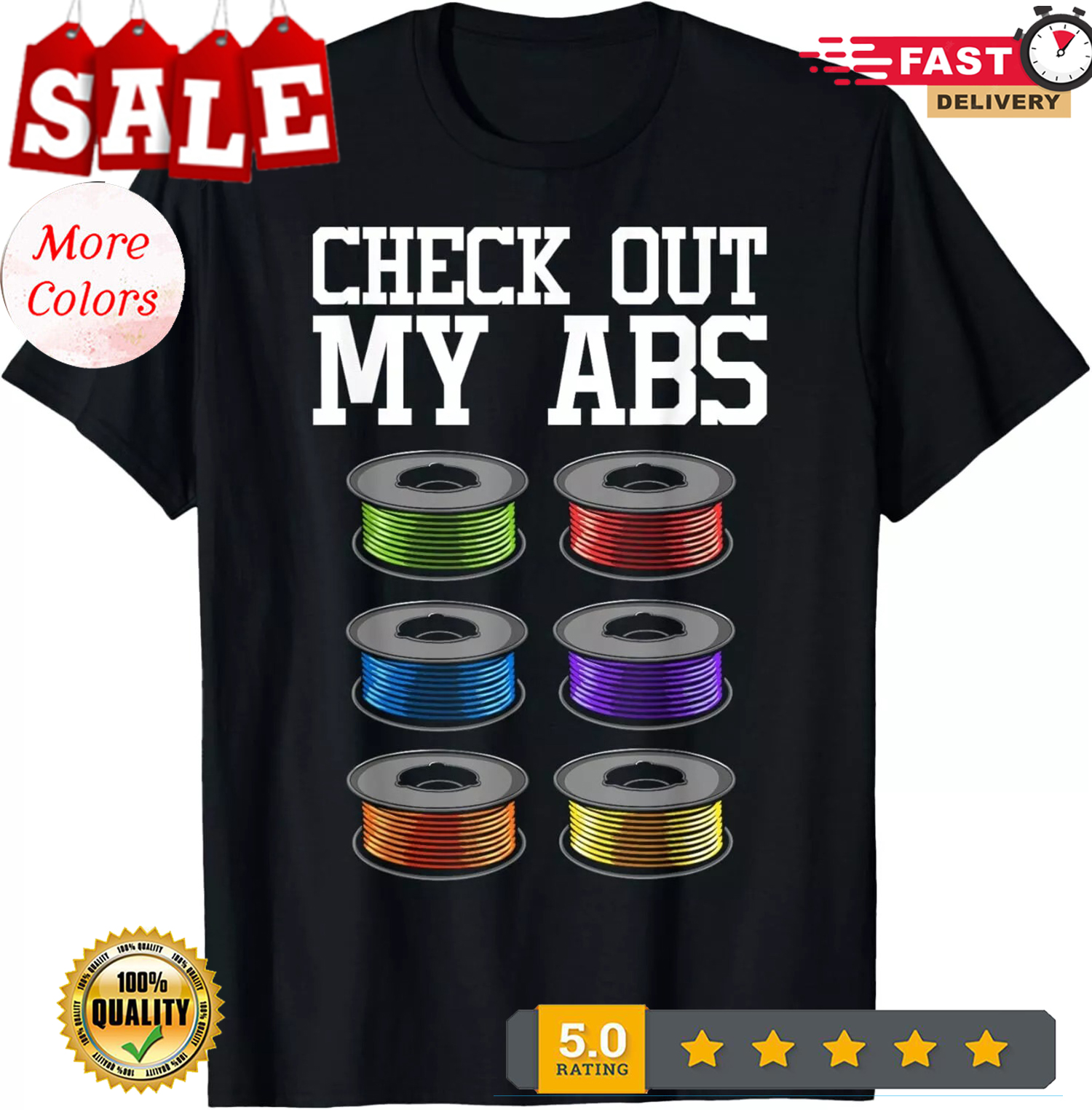 Funny 3D Printing Designs For Men Women ABS Printer Filament Gift Unisex T-Shirt - Picture 2 of 20