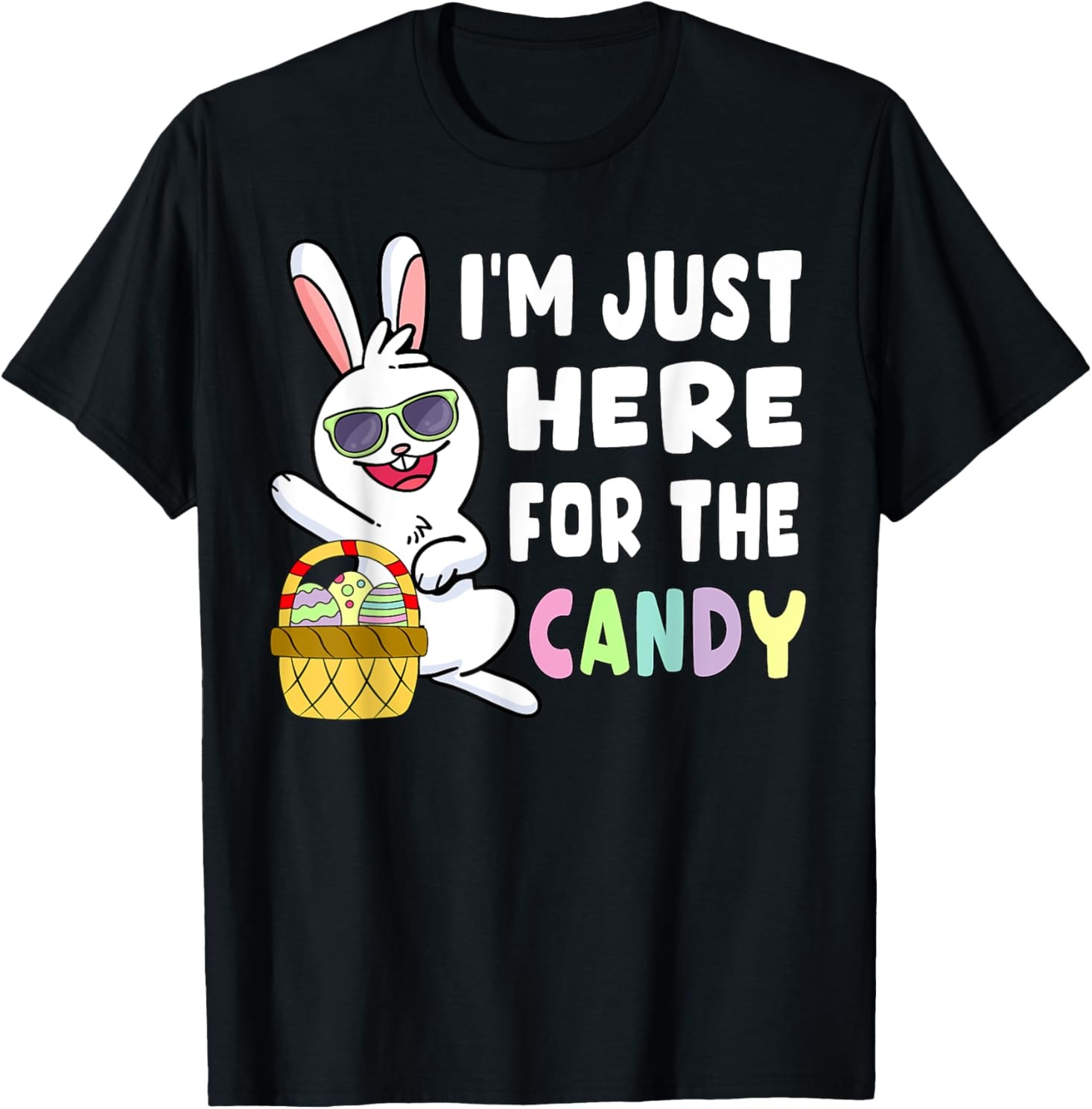 Funny Easter Bunny I'm Just Here For Easter Candy Kids Boys T-Shirt - Picture 2 of 20