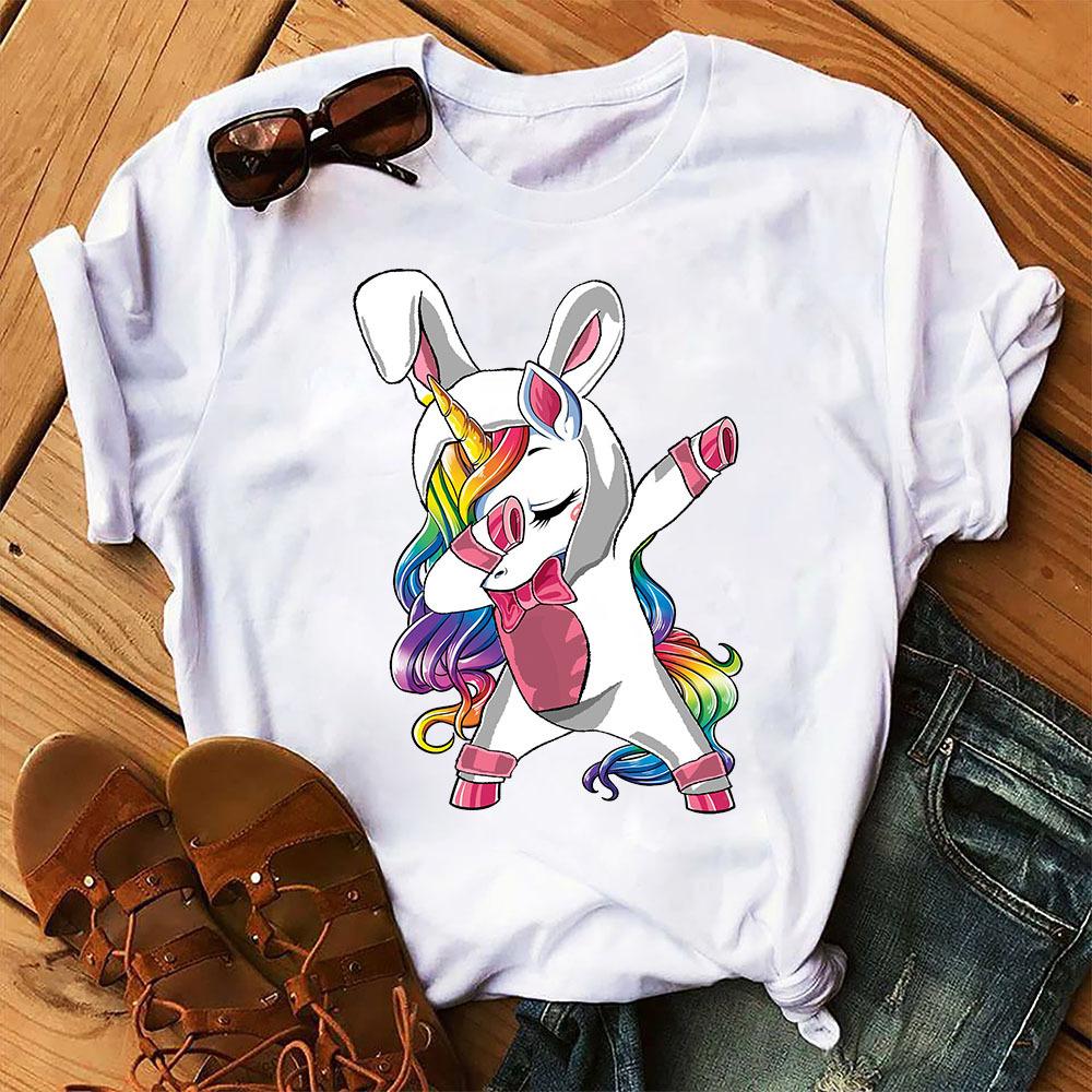 Funny Easter Unicorn Dabbing With Bunny Rabbit Ear Graphic Unisex T Shirt, Sw... - Picture 2 of 20