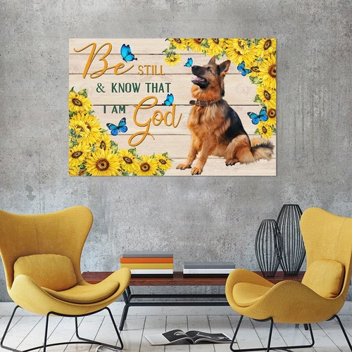 German Shepherd Sunflower Personalized Poster, Poster Custom Design Wall Art_... - Picture 2 of 7