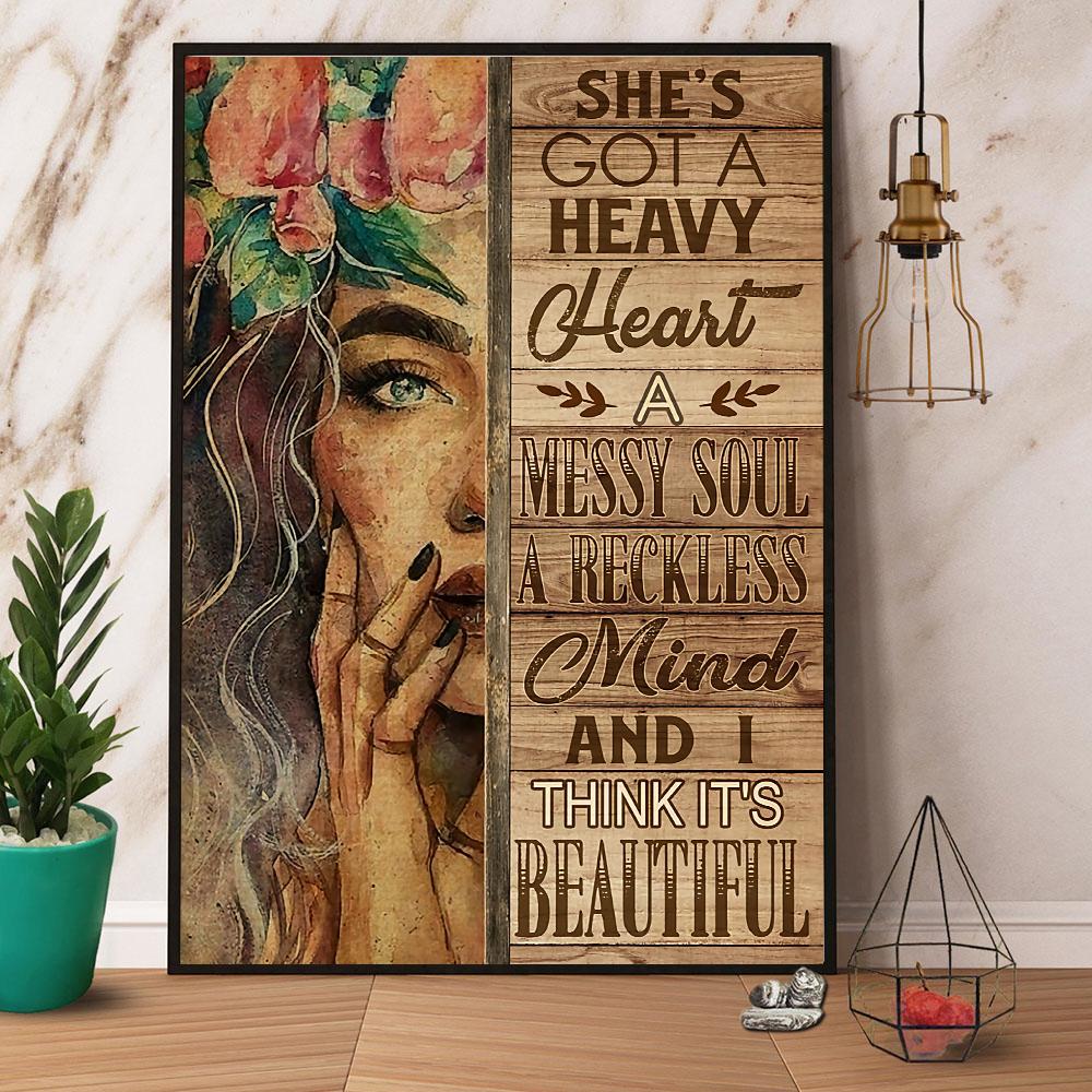 Girl She’S Got A Heavy Heart A Messy Soul A Reckless Paper Poster No Frame Ma…