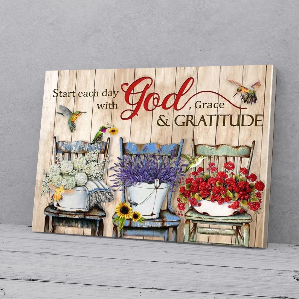 God Grace And Gratitude Flowers Hummingbird Poster, Canvas Wall Art - Bild 2 von 11