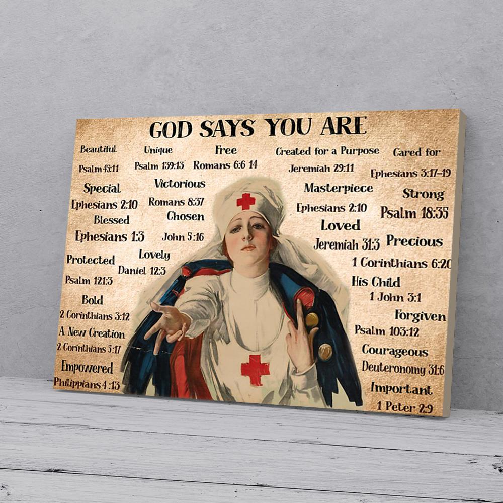God Says You Are Beautiful Unique Special Nurse Matte Poster, Canvas Wall Art - Picture 2 of 11