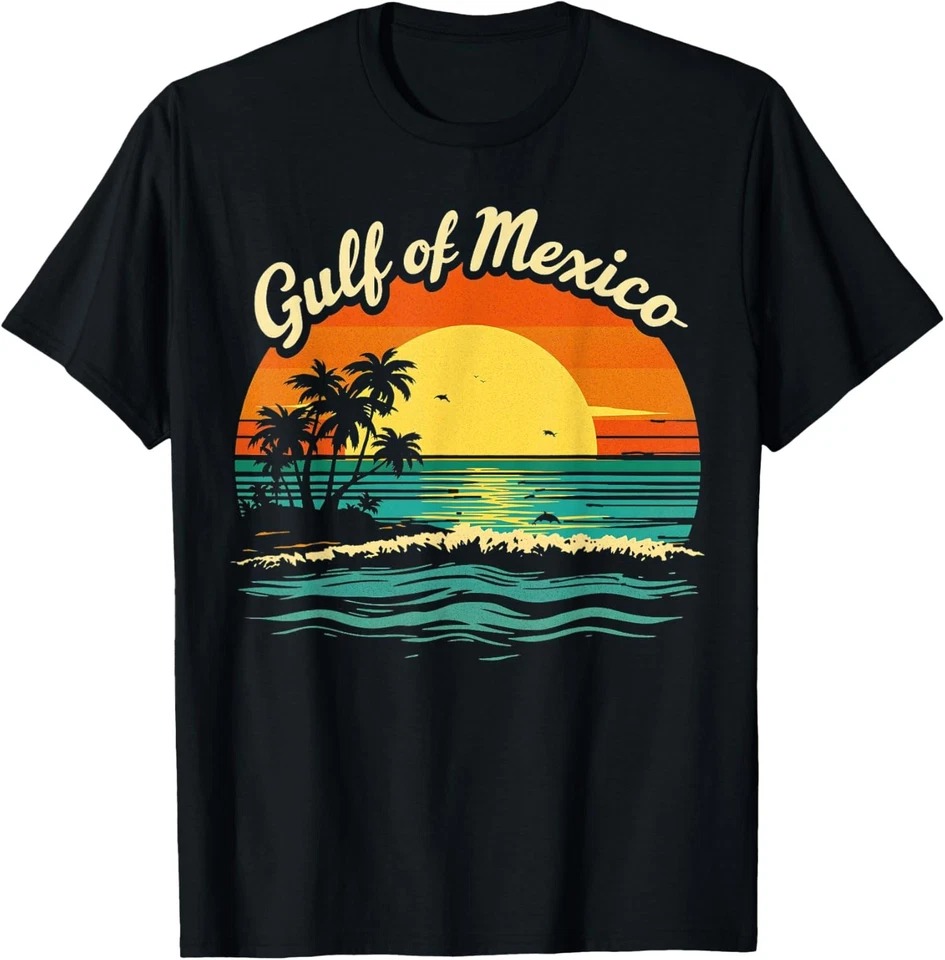 Gulf Of Mexico Beach Palms Summer Vacation Retro Unisex T-Shirt - Imagen 2 de 20