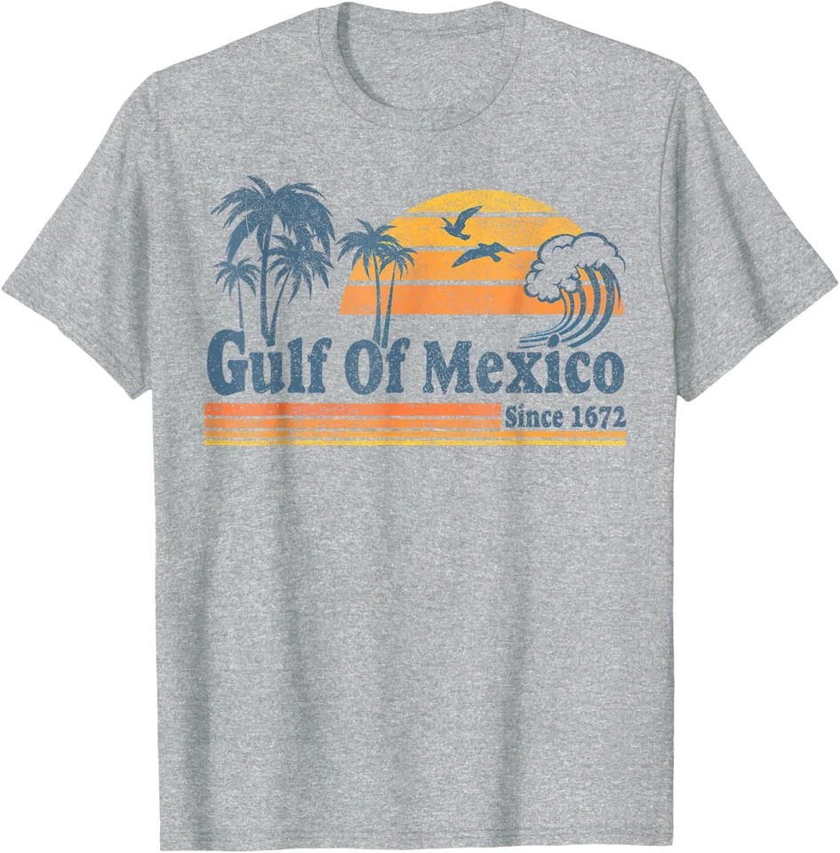 Gulf Of Mexico Retro Colors Present Gift Relaxed Unisex T-Shirt - Picture 2 of 12