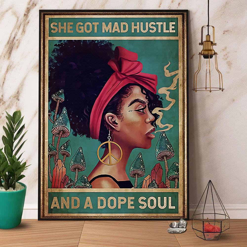 Hippie Black Girl She Got Mad Hustle And A Dope Soul Paper poster, canvas No ... - Bild 2 von 11