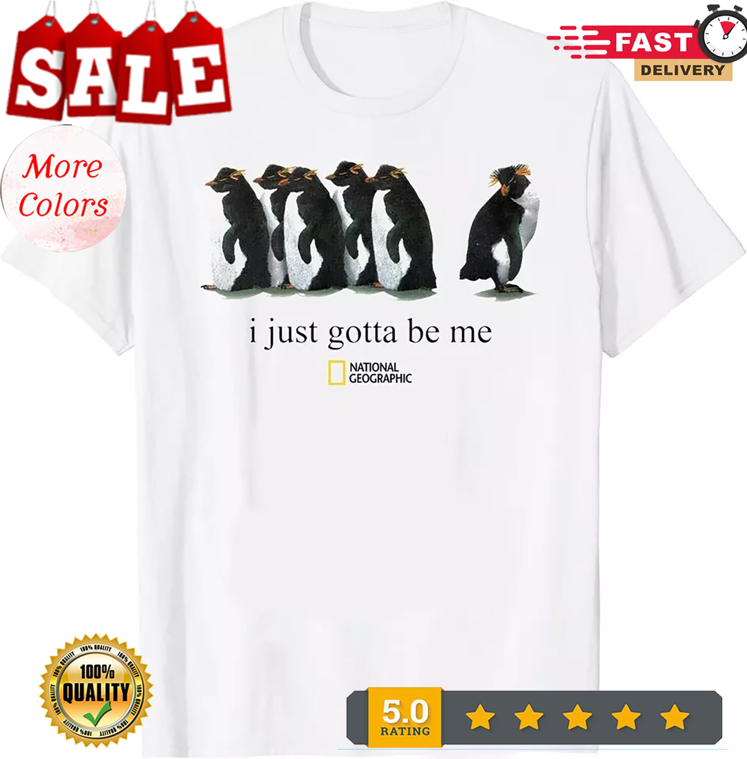 I Just Gotta Be Me Penguin T-Shirt Size - Picture 2 of 20