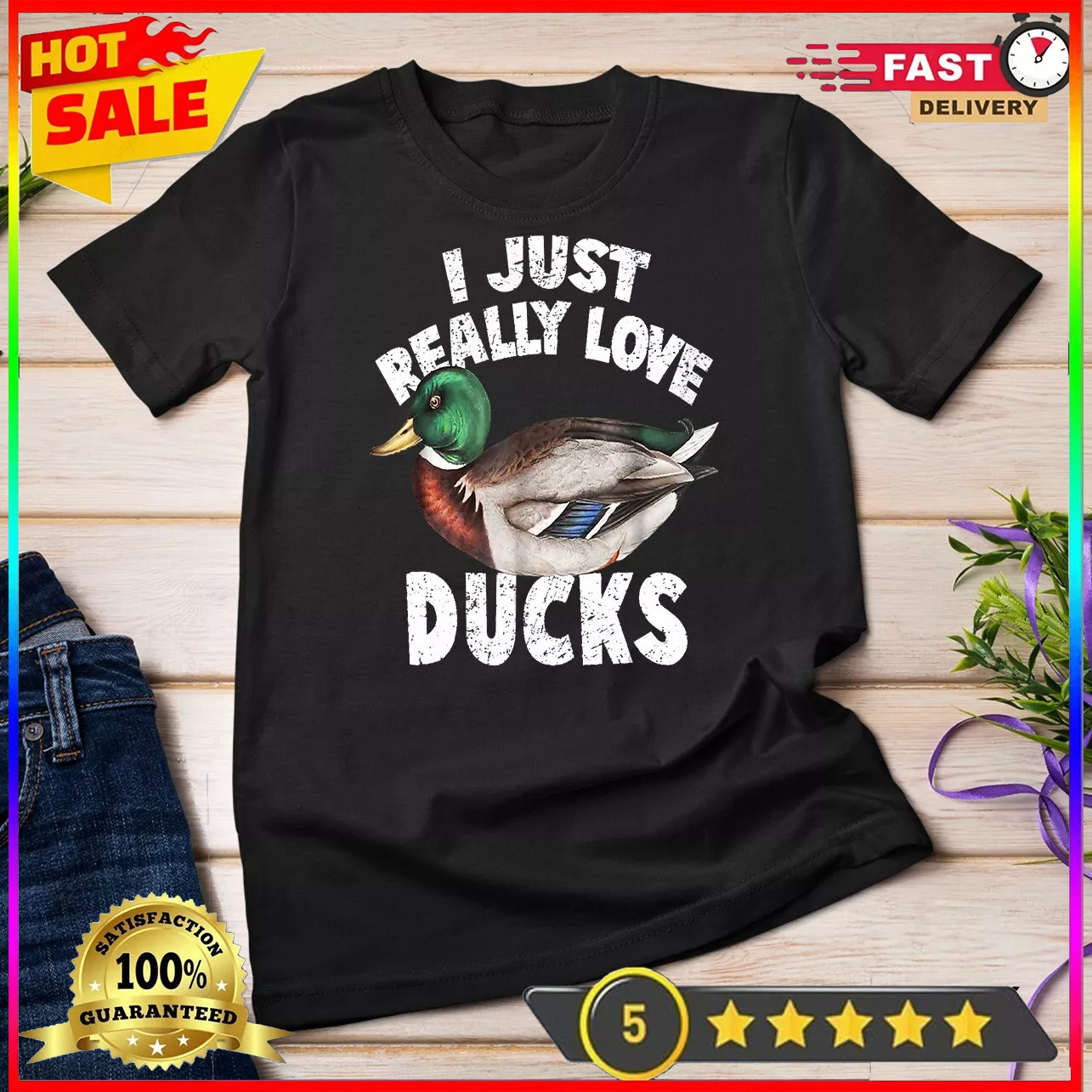 I Just Really Love Ducks Shirt Cute Mallard Duck Unisex T-shirt - Picture 2 of 14