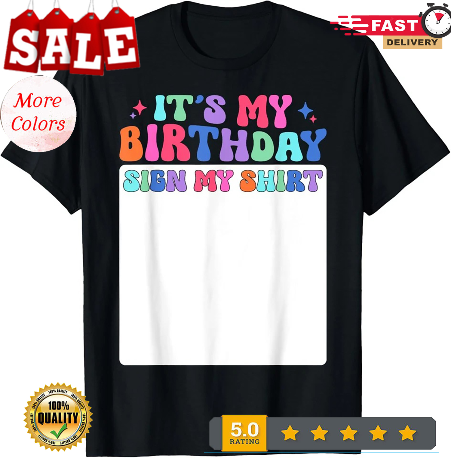 Its My Birthday Sign My Shirt Girls Kid Boys Bday Groovy T-Shirt - Picture 2 of 13
