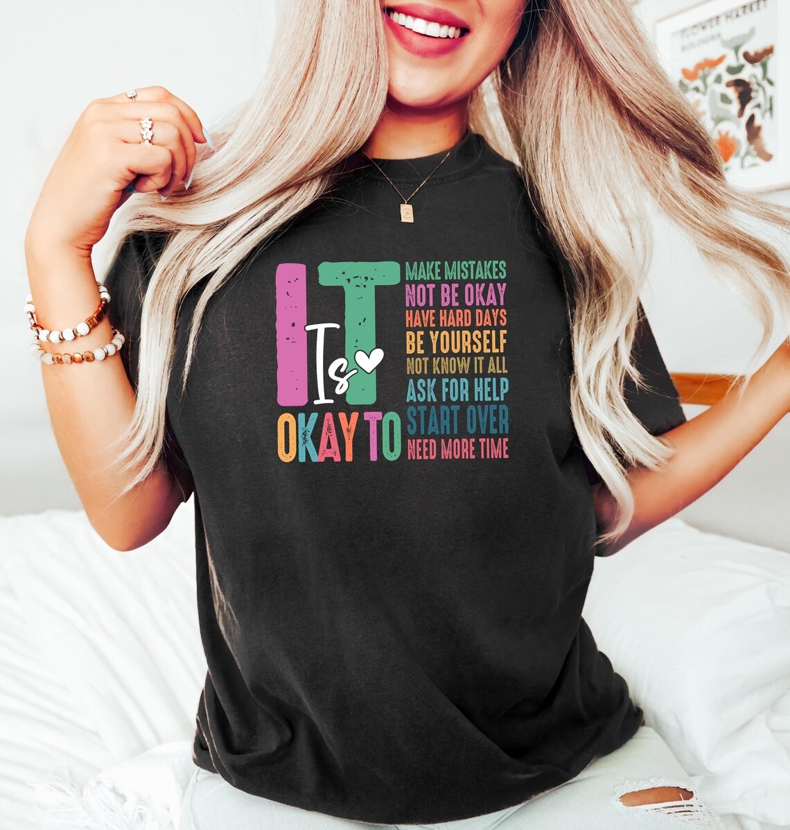 It's Okay To Make Some Mistakes Shirt ,Mental Health Shirt ,Motivational Shir... - Picture 2 of 20