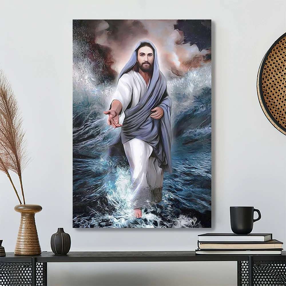 Jesus Christ Walking On Water Graphic Prints Canvas Wall Are Home Decor - Picture 2 of 11