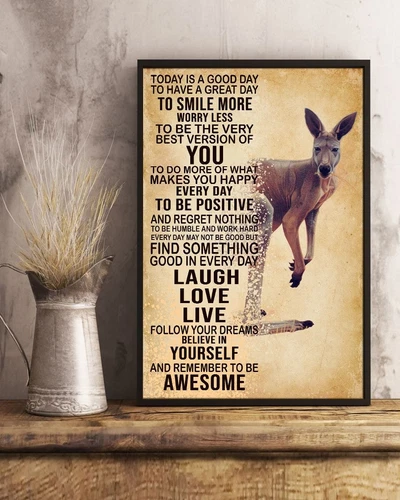 Kangaroo Today’s Good Day To Have Great Day To Smile More Poster Matte Poster…