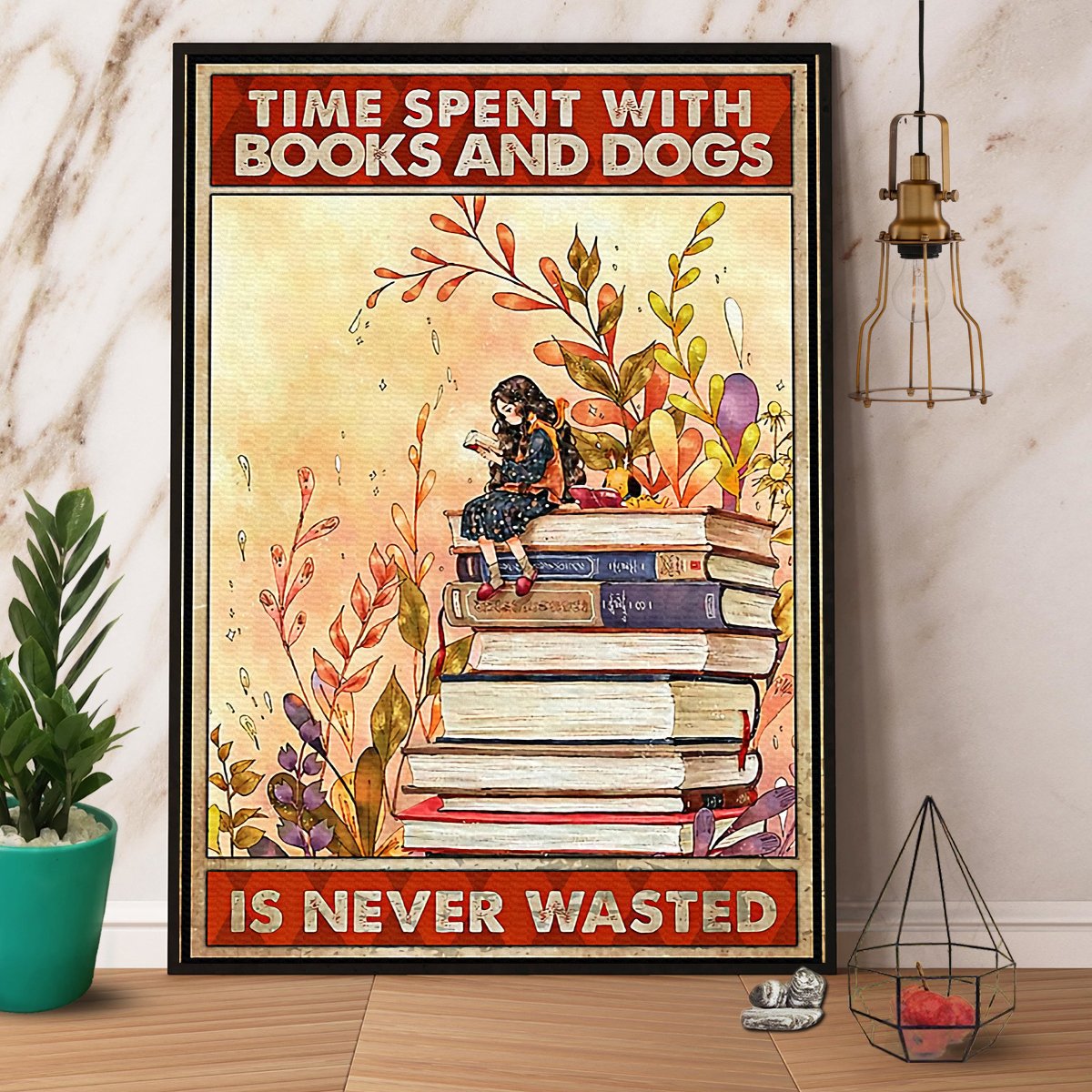 Librarian Time Spent With Books And Dogs Is Never Wasted Paper Poster No Fram…