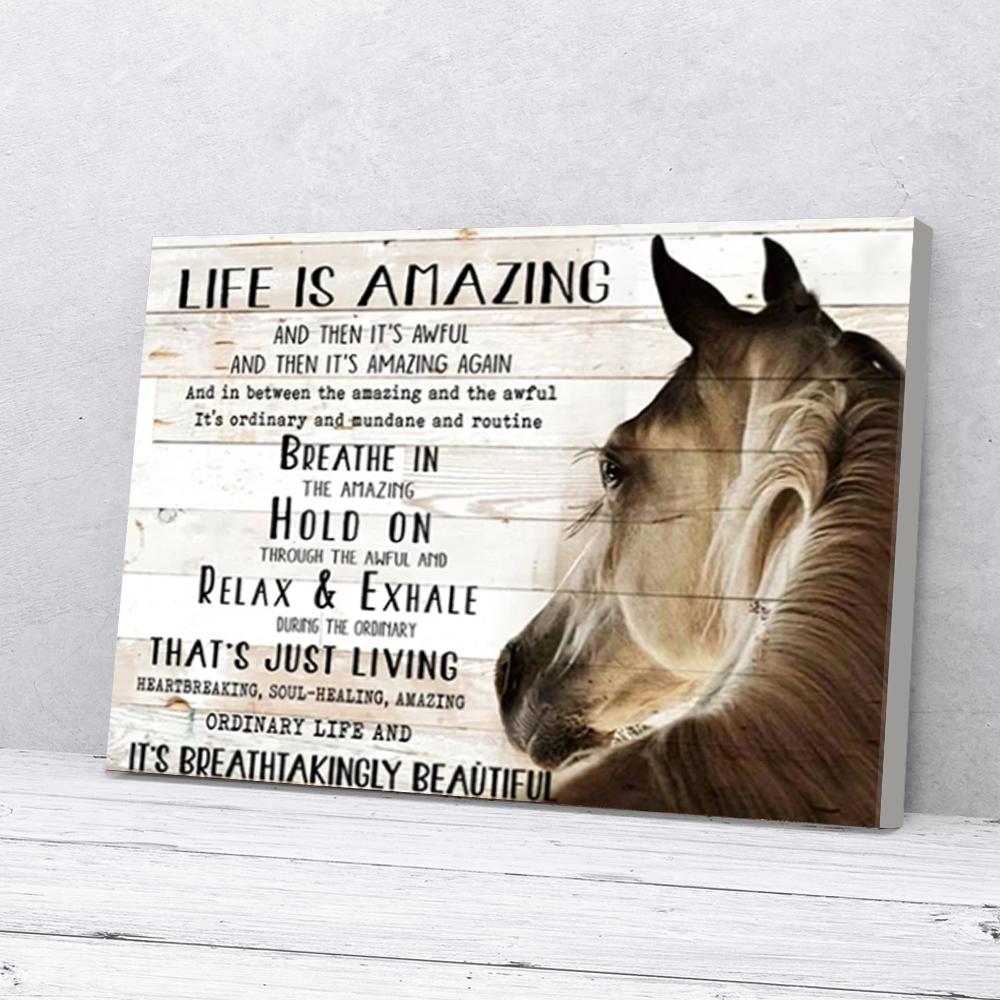 Life Is Amazing White Horse Poster Wall Art