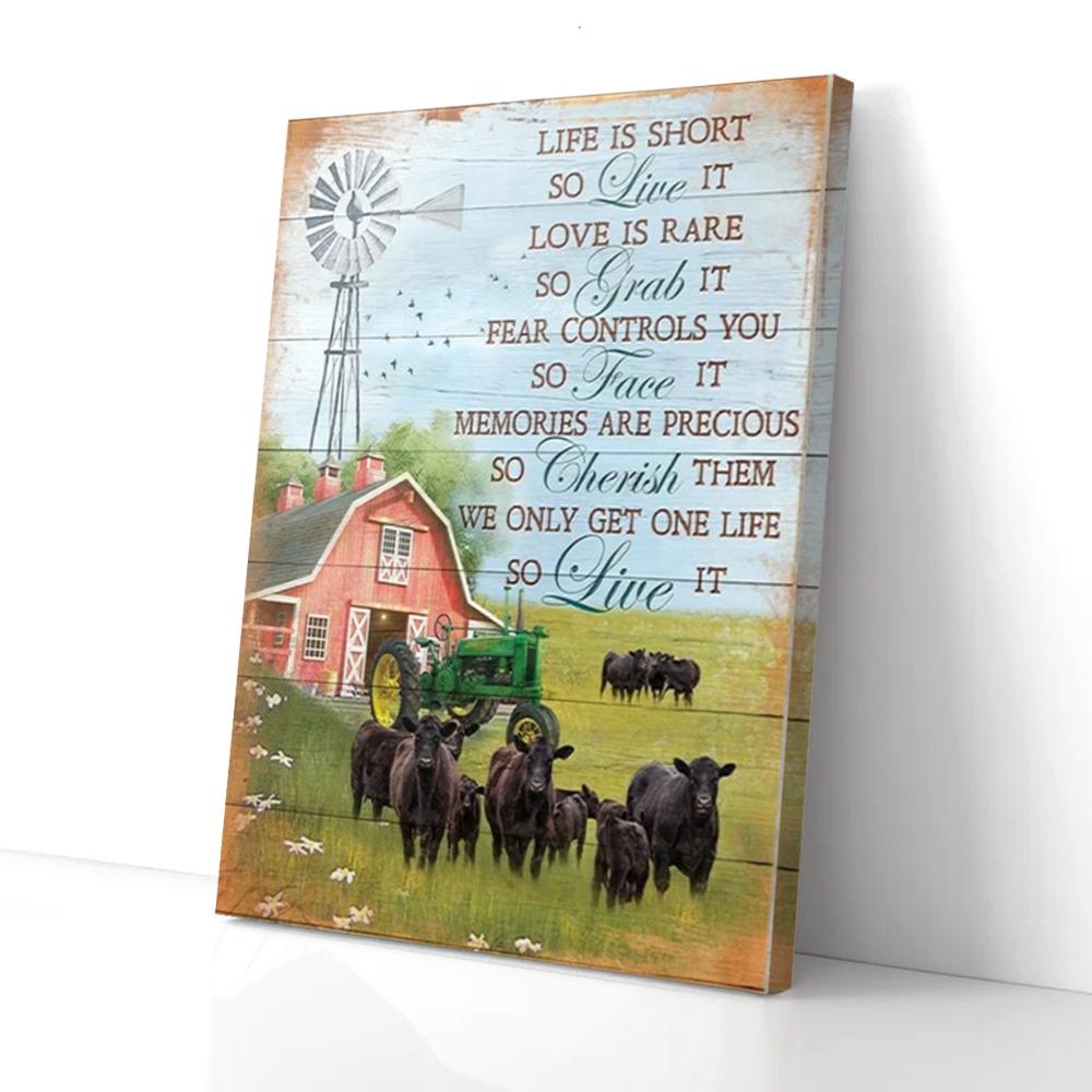 Life Is Shot SO Farming Angus Cow Poster Wall Art